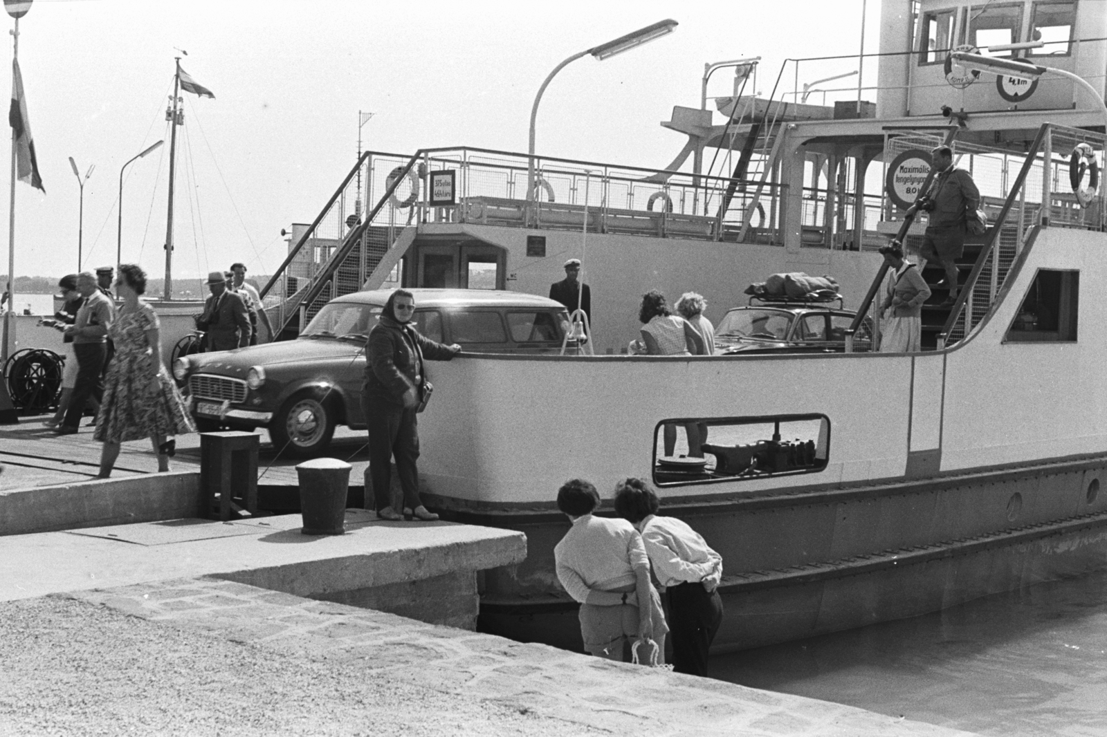 Hungary,Lake Balaton, Tihany, Tihanyrév kompkikötő., 1963, Chuckyeager tumblr, ferry, Fortepan #134127