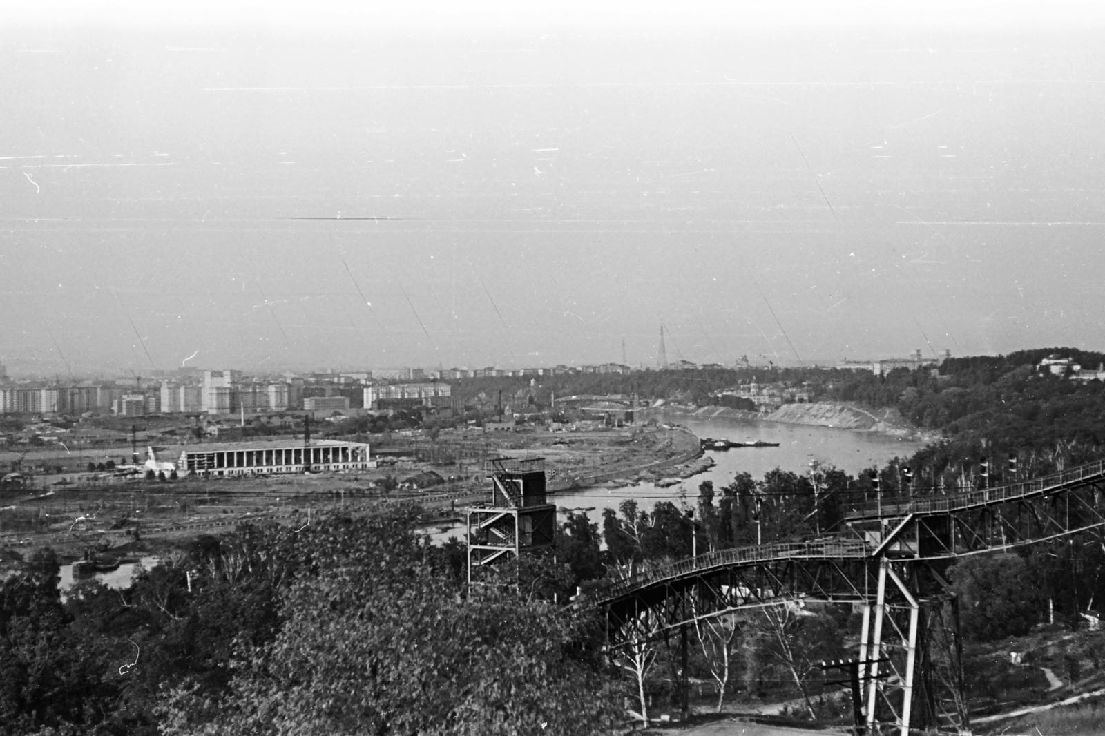 Russia, Moscow, Veréb-hegy (ekkor Lenin-hegy), kilátás az Egyetemi tértől a Moszkva folyó felé., 1955, Chuckyeager tumblr, Soviet Union, picture, Fortepan #134203