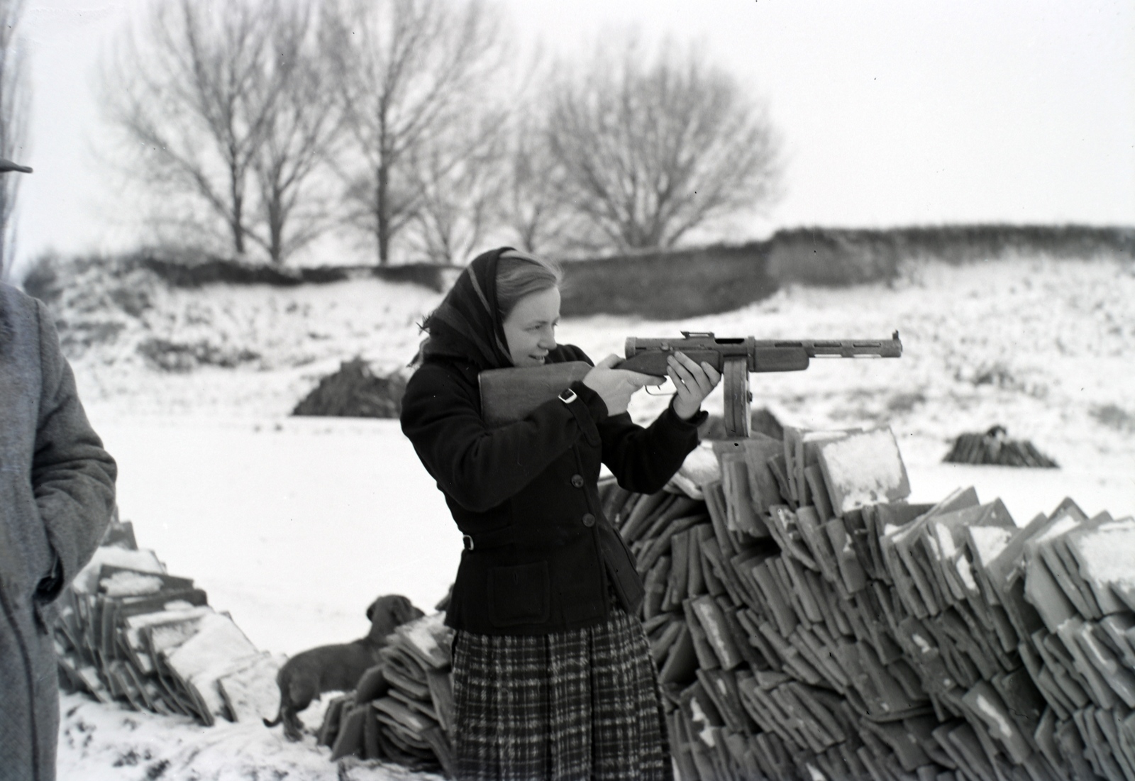1940, Fortepan/Album018, kutya, szovjet gyártmány, gépfegyver, tacskó, céllövészet, PPD-40, cserép, Fortepan #134622