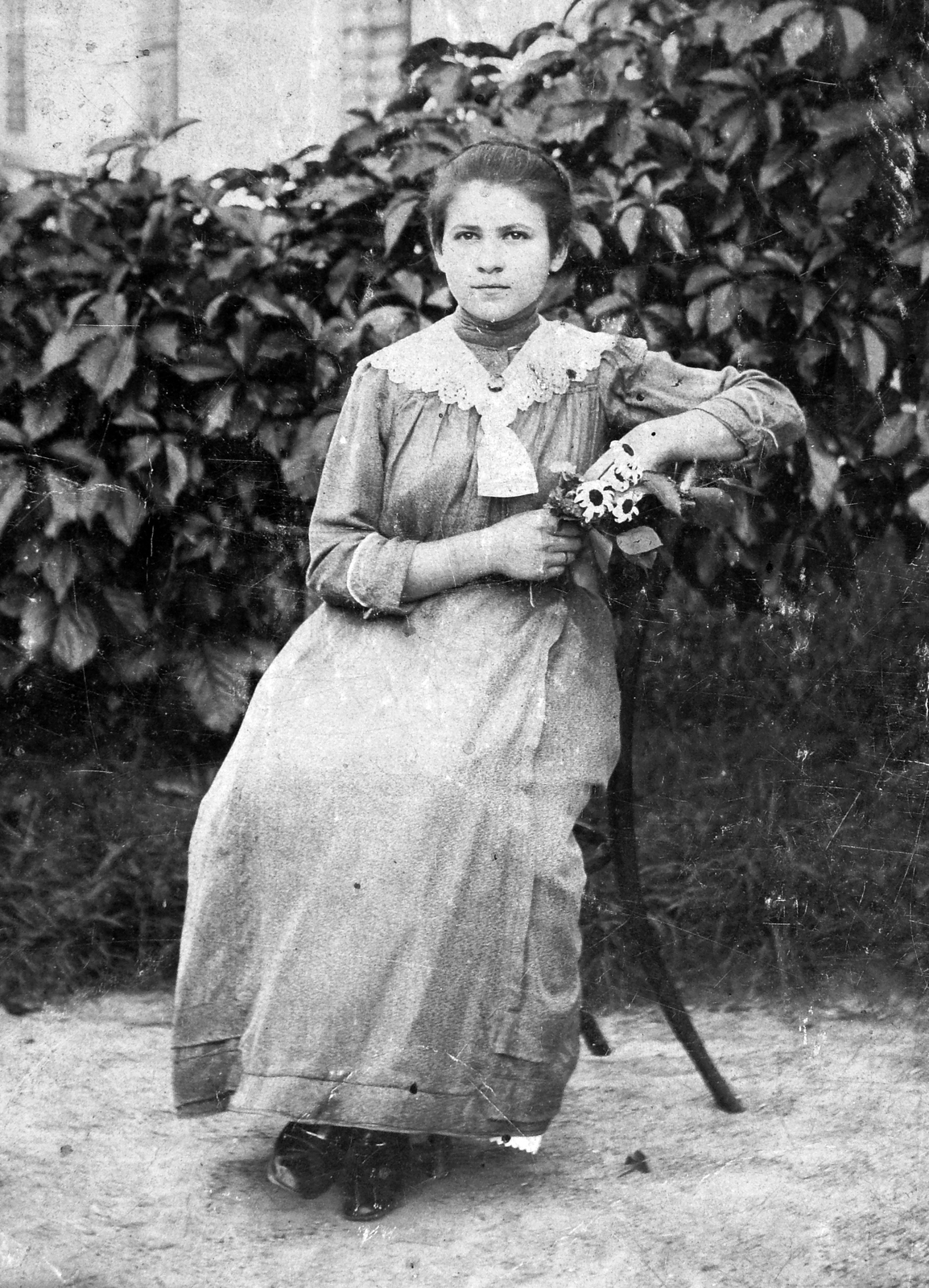 1919, Fortepan, portrait, flower, woman, lace collar, Fortepan #13544