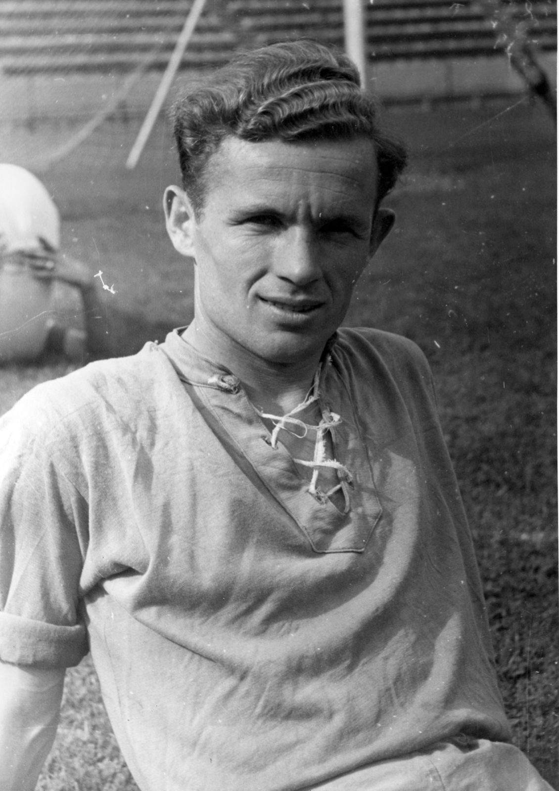 Mexico, Mexico City, Azul Stadion. Lakat Károly. A felvétel a Ferencváros mexikói túráján 1947 nyarán készült., 1947, Szabó József, man, portrait, football, sportsperson, Fortepan #135574
