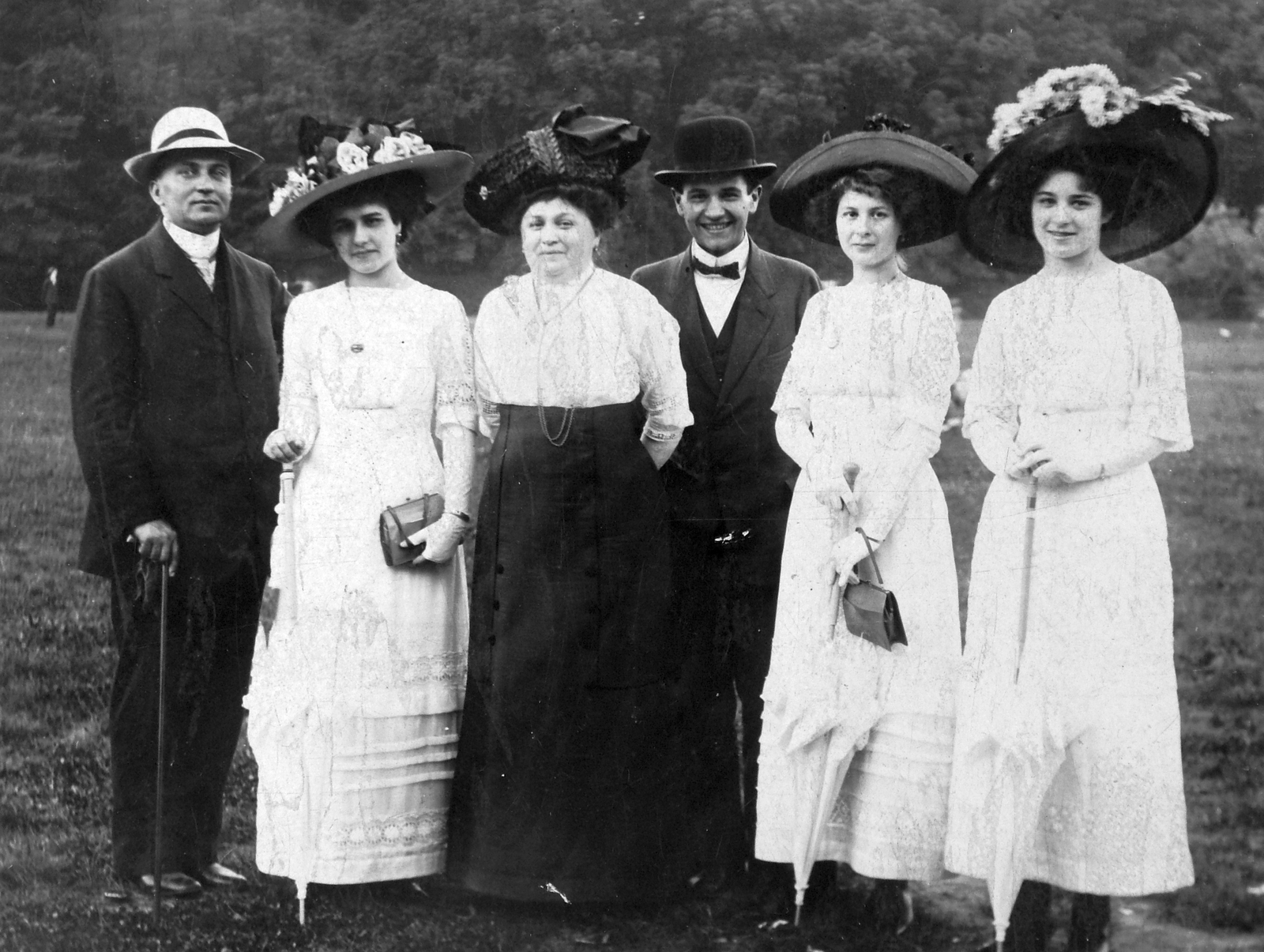 1924, Fortepan, fashion, woods, hat, tableau, field, man, woman, walking cane, Fortepan #13562