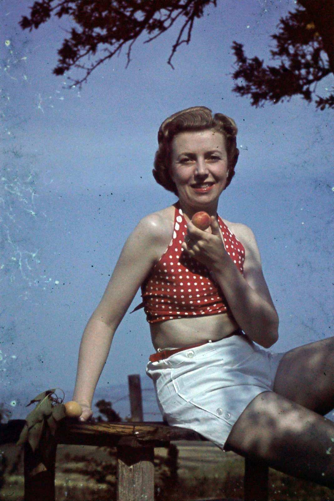 1942, Szabó Viktor, colorful, dotted dress, Fortepan #135630
