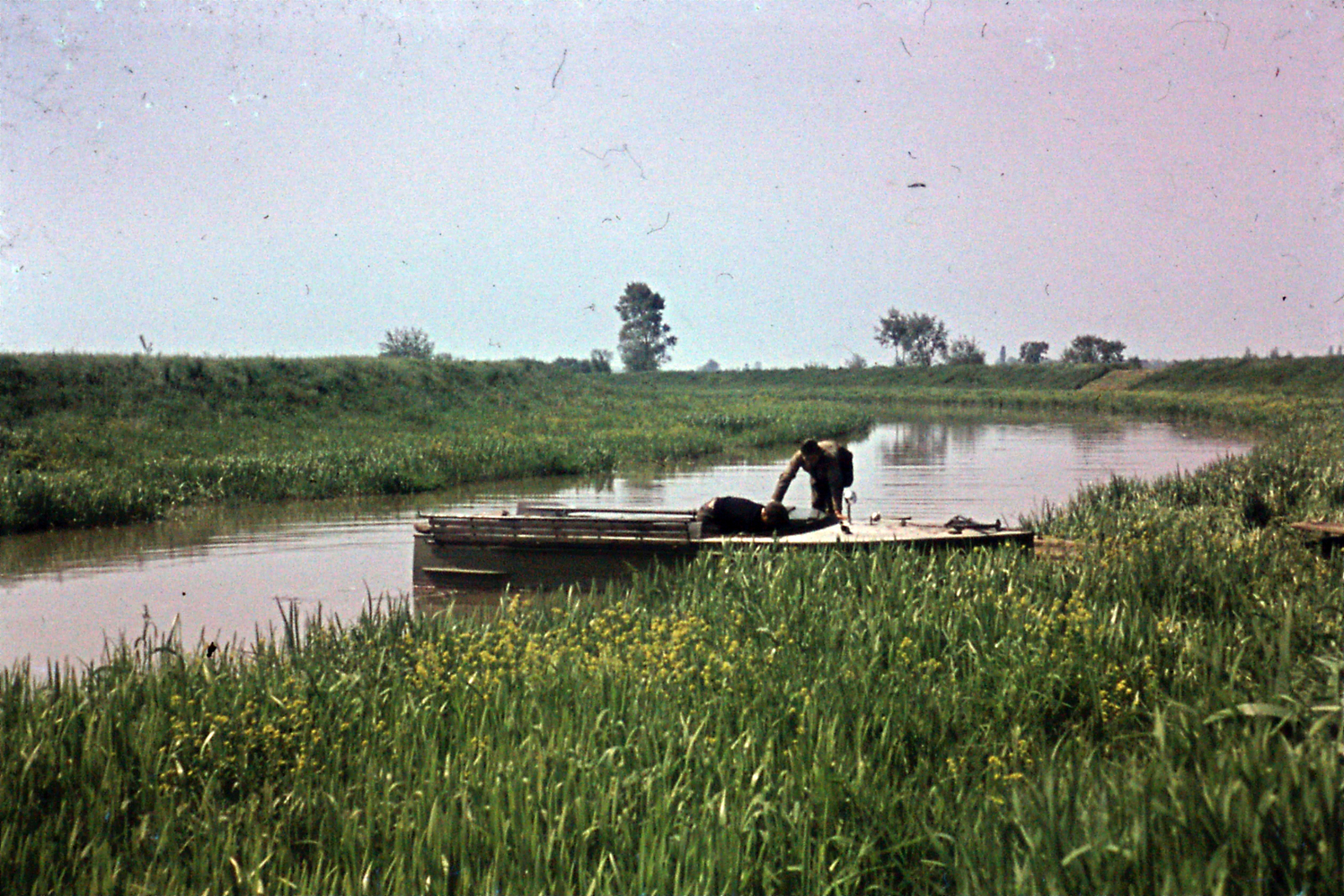 Hungary, Kis-Balaton, Zala folyó., 1943, Szabó Viktor, colorful, Fortepan #135646