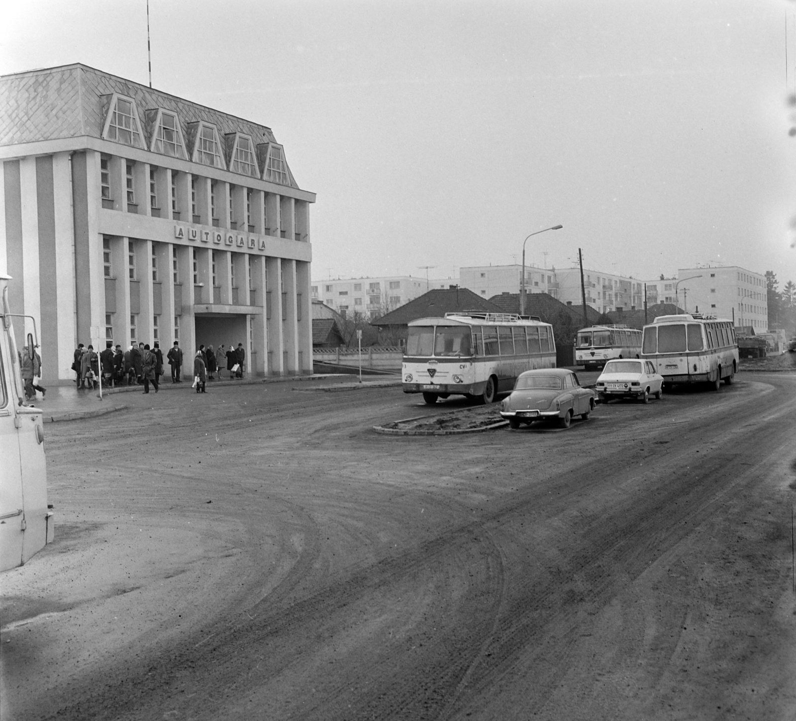 Románia,Erdély, Sepsiszentgyörgy, buszpályaudvar., 1978, Sütő András örökösei, Új Élet szerkesztőség, Wartburg 311/312, rendszám, buszpályaudvar, Fortepan #135697