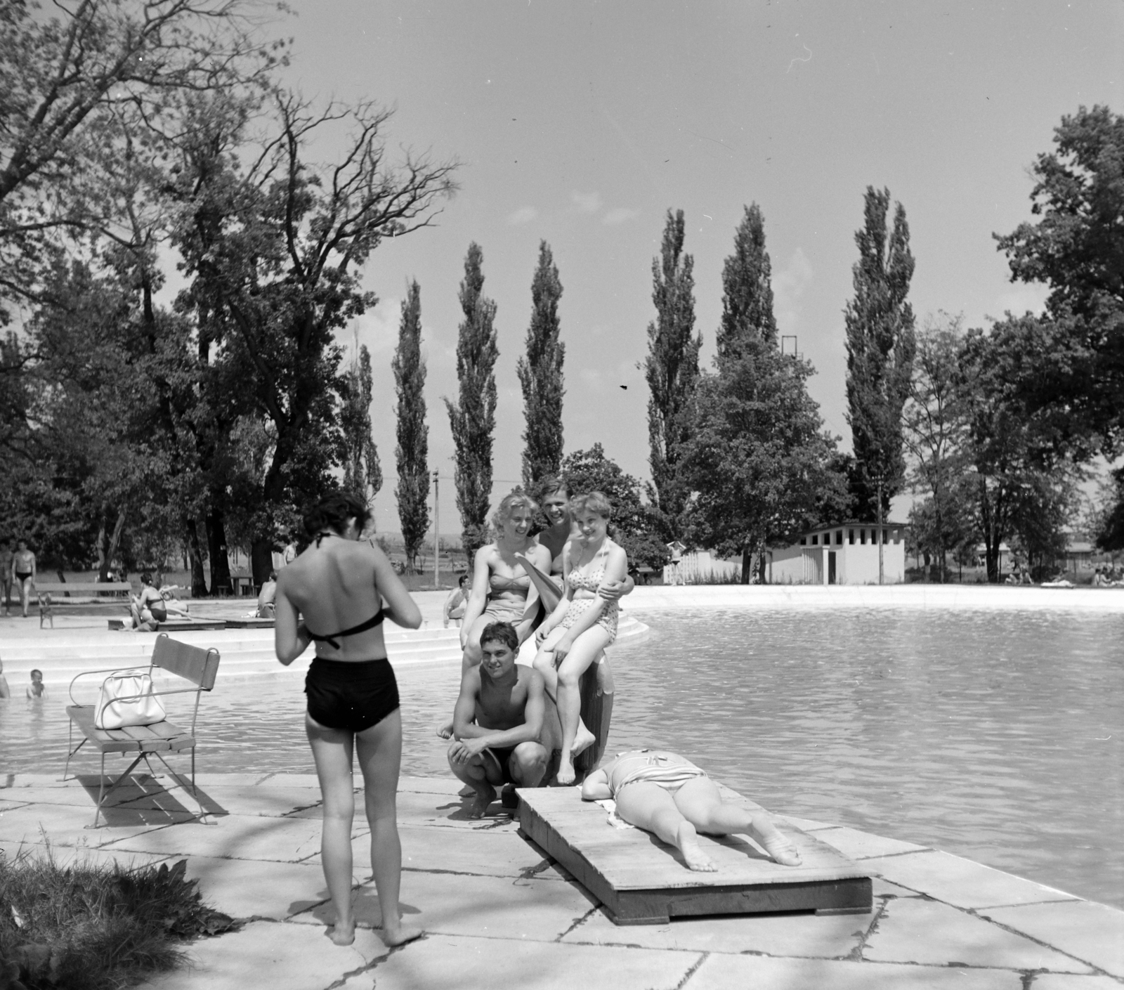 Romania,Transylvania, Sînmartin, Félixfürdő, Termál strand., 1962, Sütő András örökösei, Új Élet szerkesztőség, Fortepan #135772