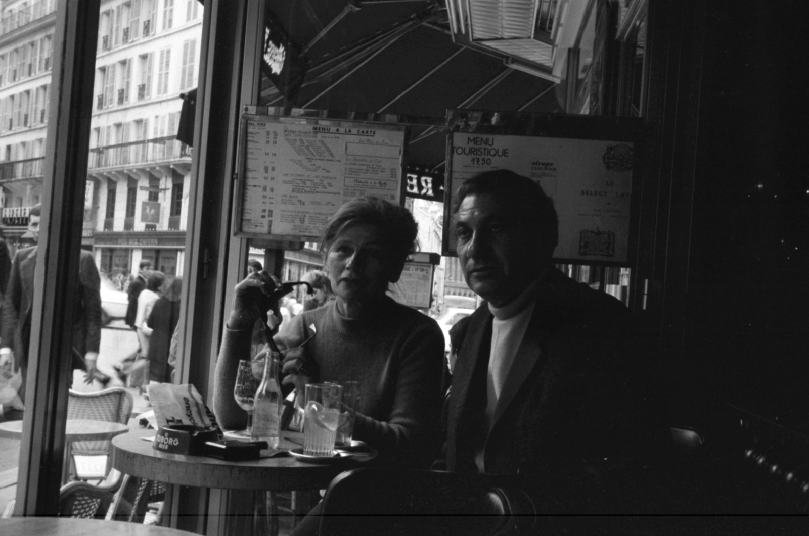 France, Paris, Vészi Endre költő, író és felesége., 1971, Vészi Ágnes, coffee house, Fortepan #136512