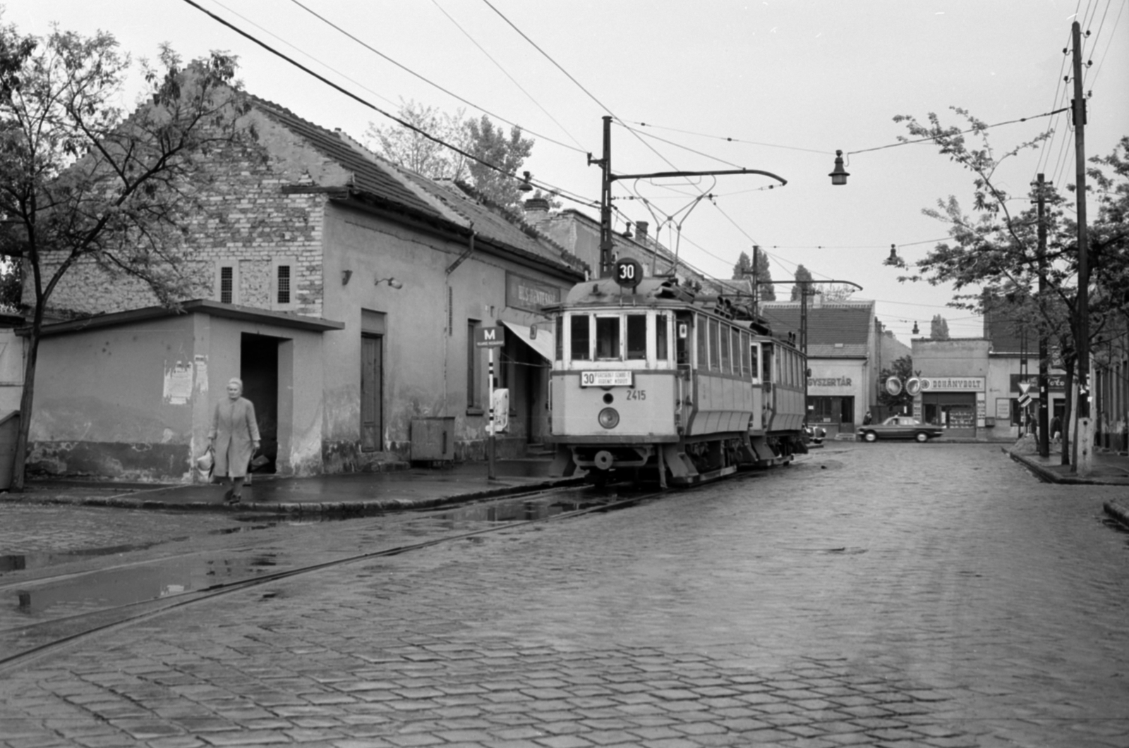 Hungary, Budapest XX., Jókai Mór utca a Nagysándor József utca felé nézve., 1971, Vészi Ágnes, tram, destination sign, Budapest, public transport line number, Fortepan #136519