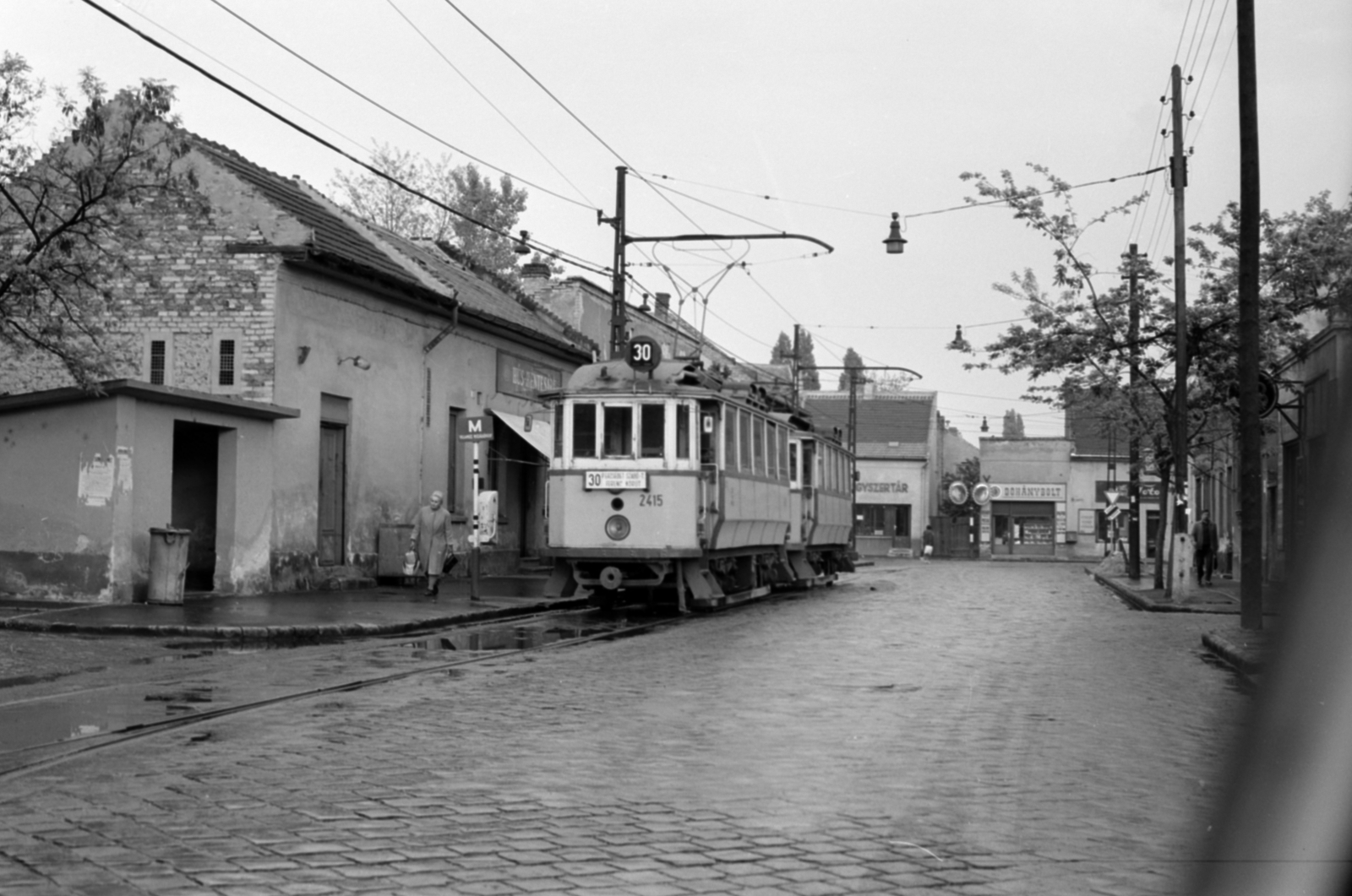 Hungary, Budapest XX., Jókai Mór utca a Nagysándor József utca felé nézve., 1971, Vészi Ágnes, tram, destination sign, Budapest, public transport line number, Fortepan #136520
