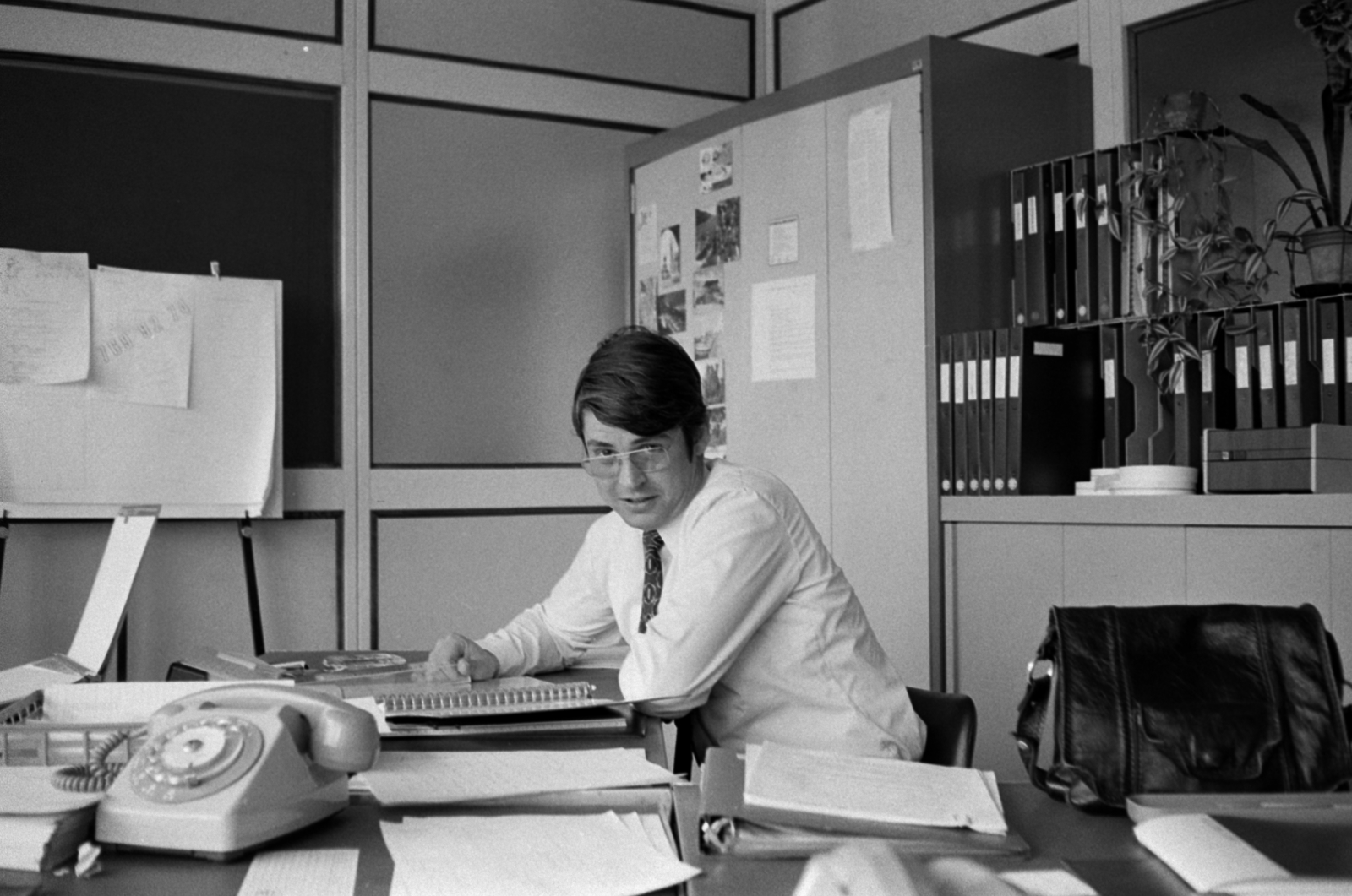 1980, Vészi Ágnes, office, telephone, Fortepan #136627