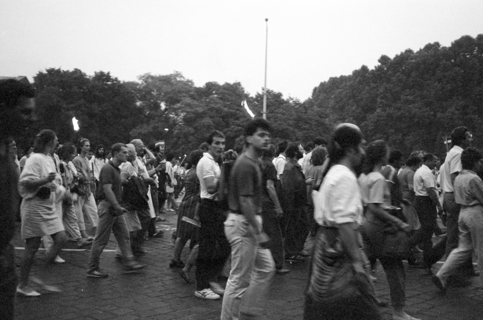 Hungary, Budapest XIV., Dózsa György út, az erdélyi falurombolás elleni tüntetés 1988. június 27-én., 1988, Vészi Ágnes, Budapest, regime change, Fortepan #136966