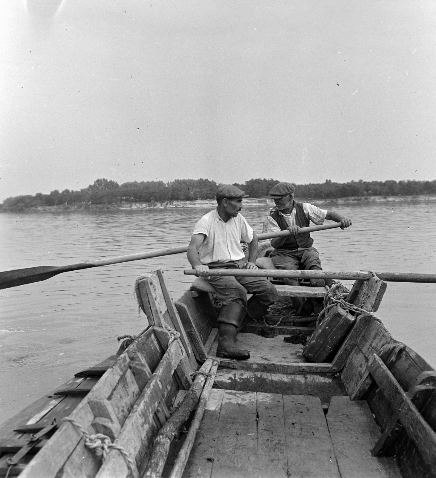 Magyarország, Paks, halászok a Dunán., 1959, Szalay Zoltán, halászat, Fortepan #137128