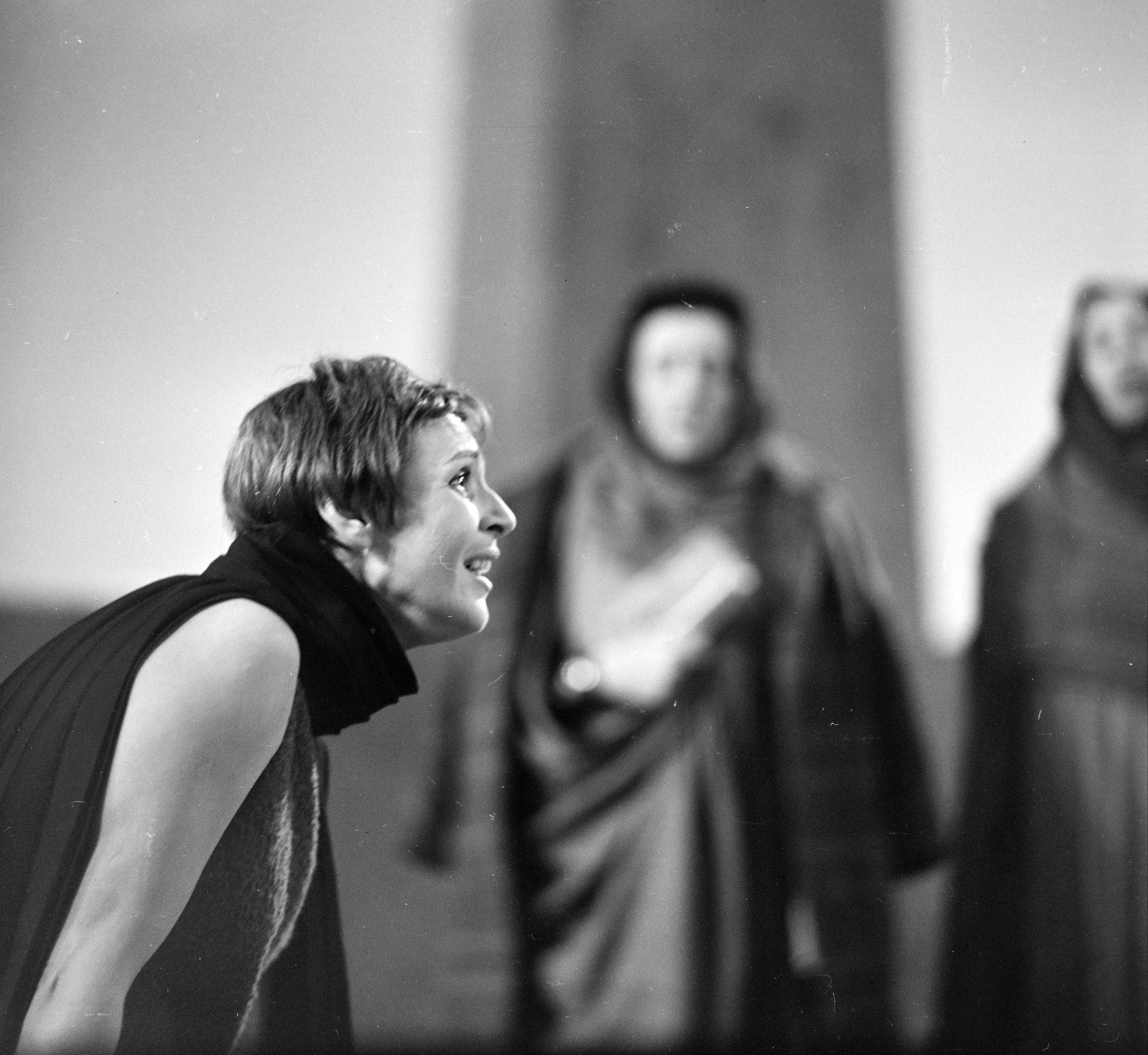 Magyarország, Budapest V., MTV stúdió, Szophoklész: Elektra című drámájából készült tévéjáték felvétele Zsurzs Éva rendezésében. Psota Irén színművésznő., 1962, Szalay Zoltán, Magyar Televízió, Budapest, Fortepan #137257