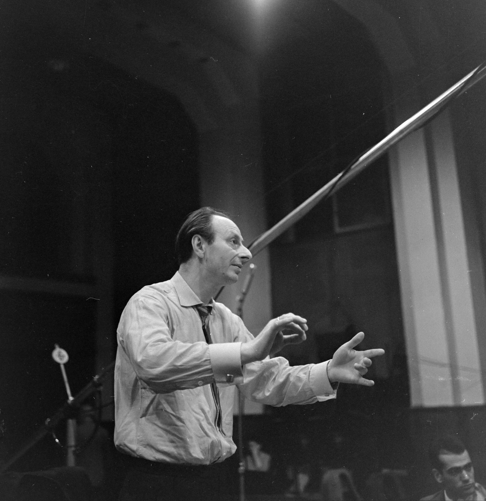 Hungary, Budapest VIII., a Magyar Rádió stúdiója, Helmut Koch német karmester., 1964, Szalay Zoltán, conductor, Budapest, Hungarian Radio, Fortepan #137317