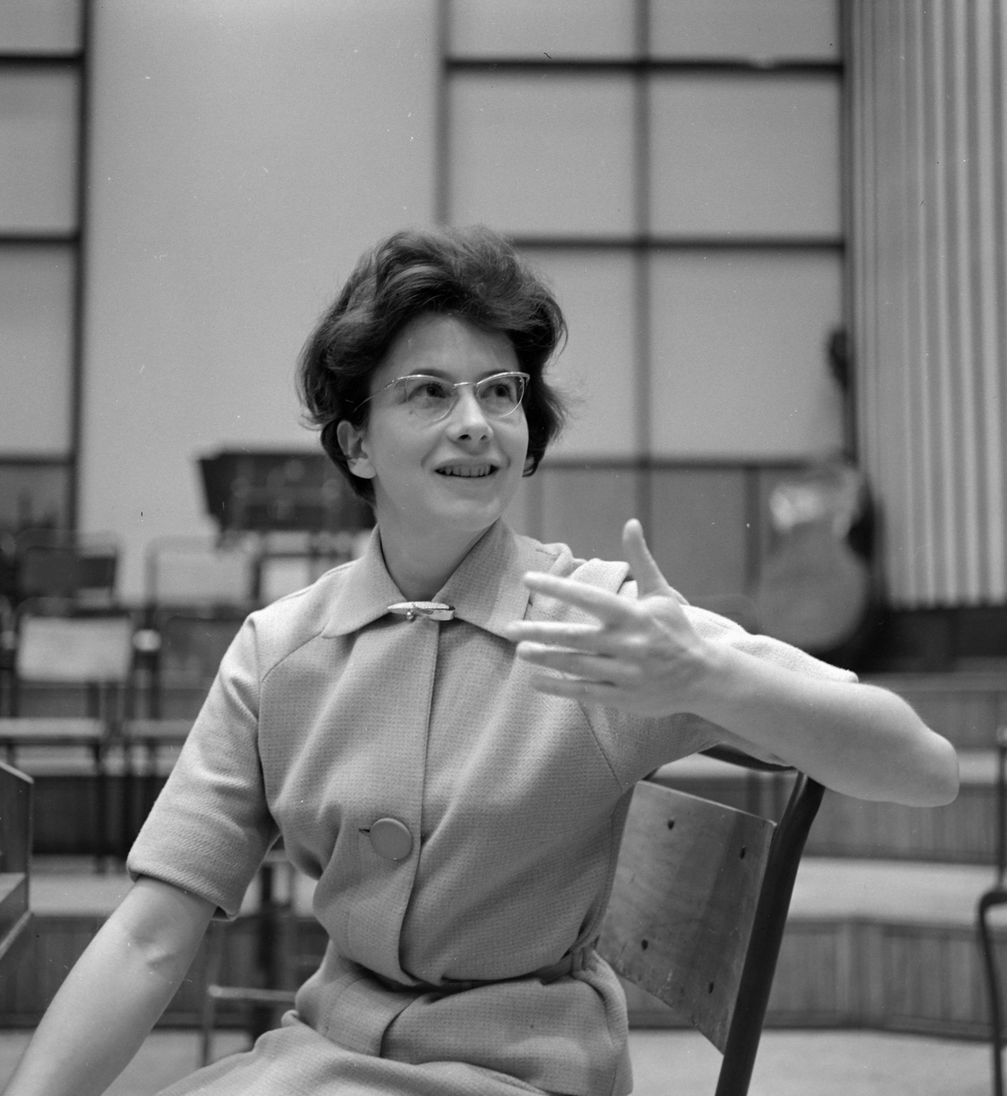 Hungary, Budapest VIII., a Magyar Rádió stúdiója, Zuzana Růžičková csehszlovák csembalóművész., 1964, Szalay Zoltán, Budapest, Hungarian Radio, Fortepan #137351