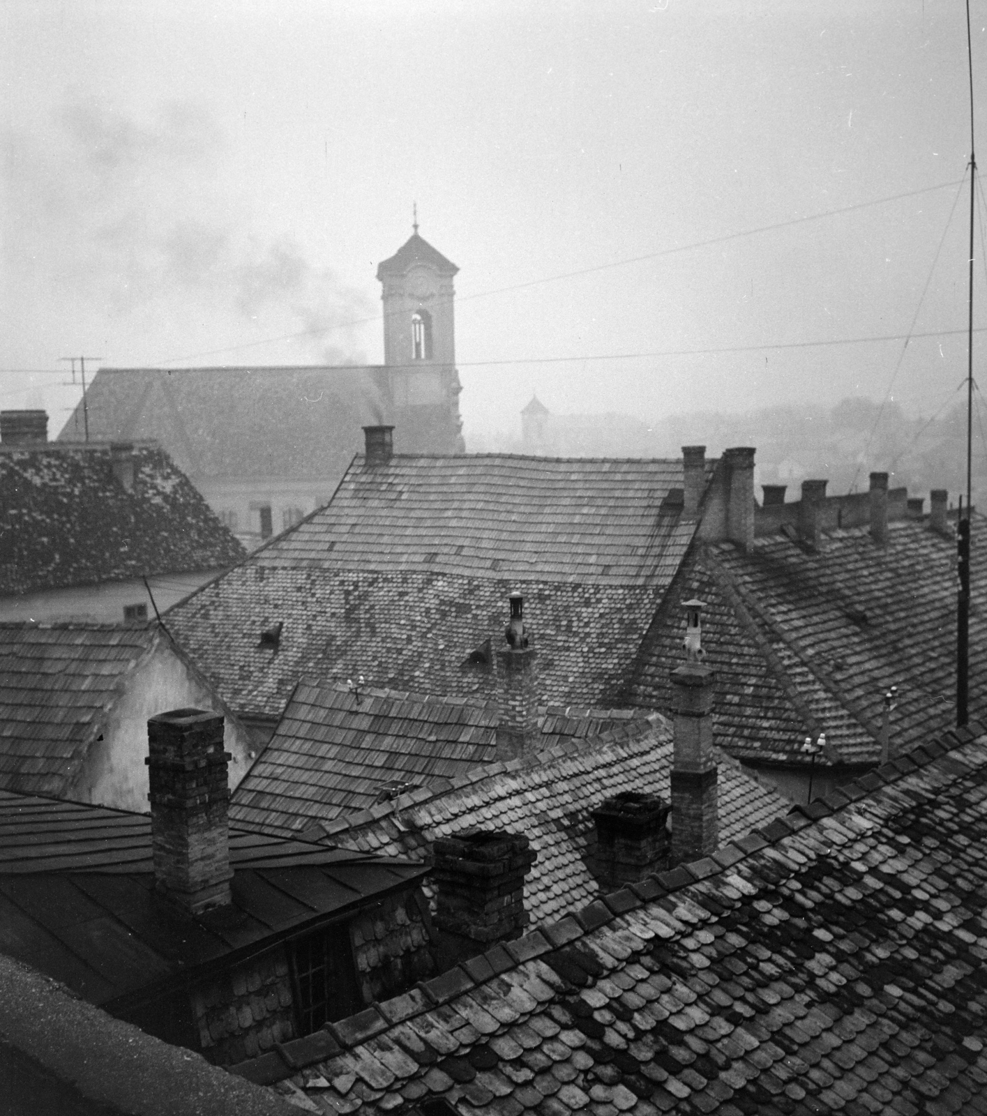 Hungary, Szentendre, a Szent Péter-Pál-templom a Várdombról nézve., 1964, Szalay Zoltán, roof, Fortepan #137491