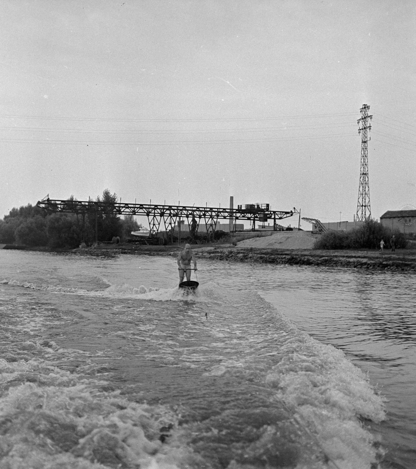 Hungary, Győr, Mosoni-Duna., 1959, Szalay Zoltán, water ski, Fortepan #137550