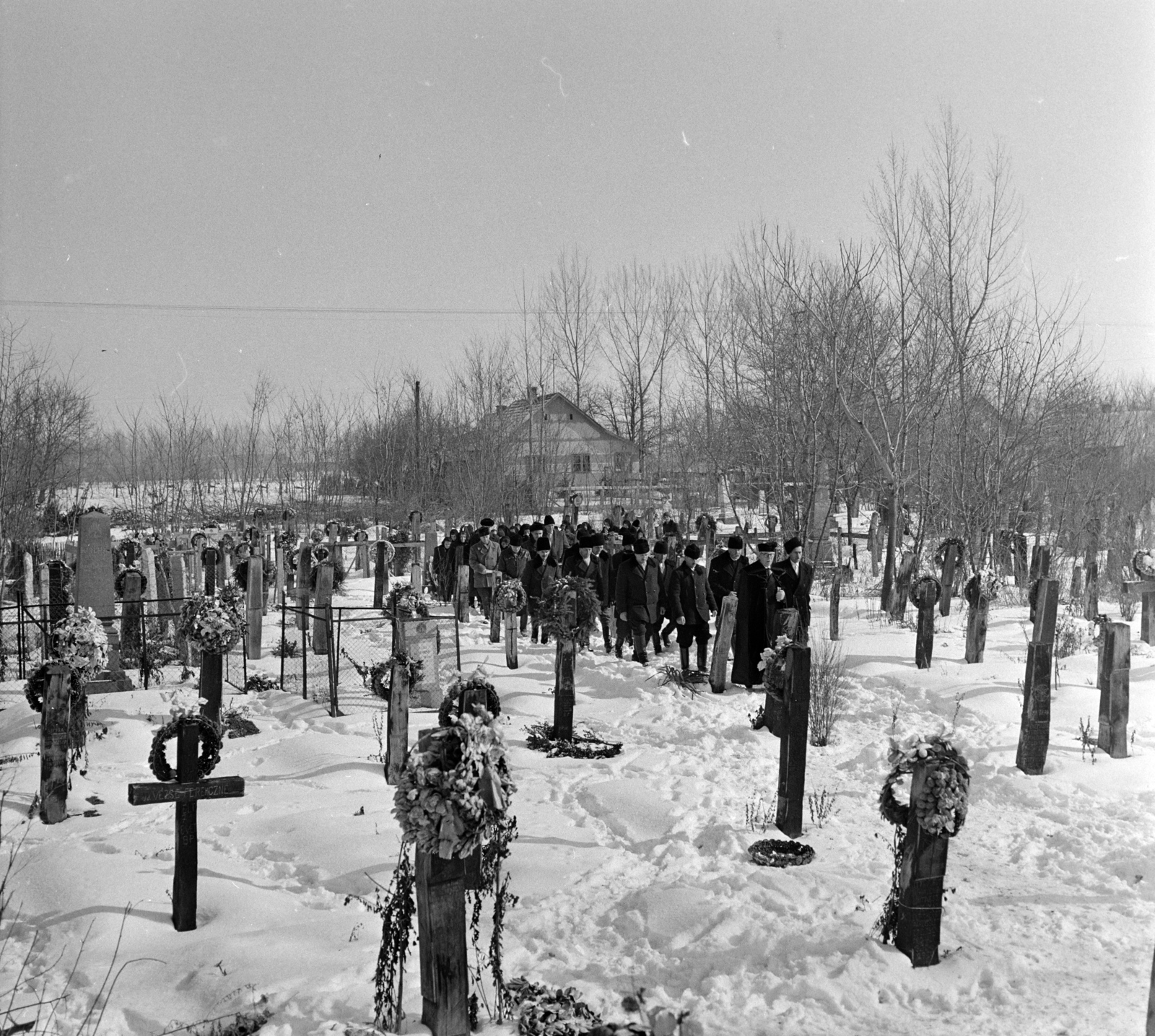 1967, Szalay Zoltán, temető, temetés, tél, Fortepan #137692