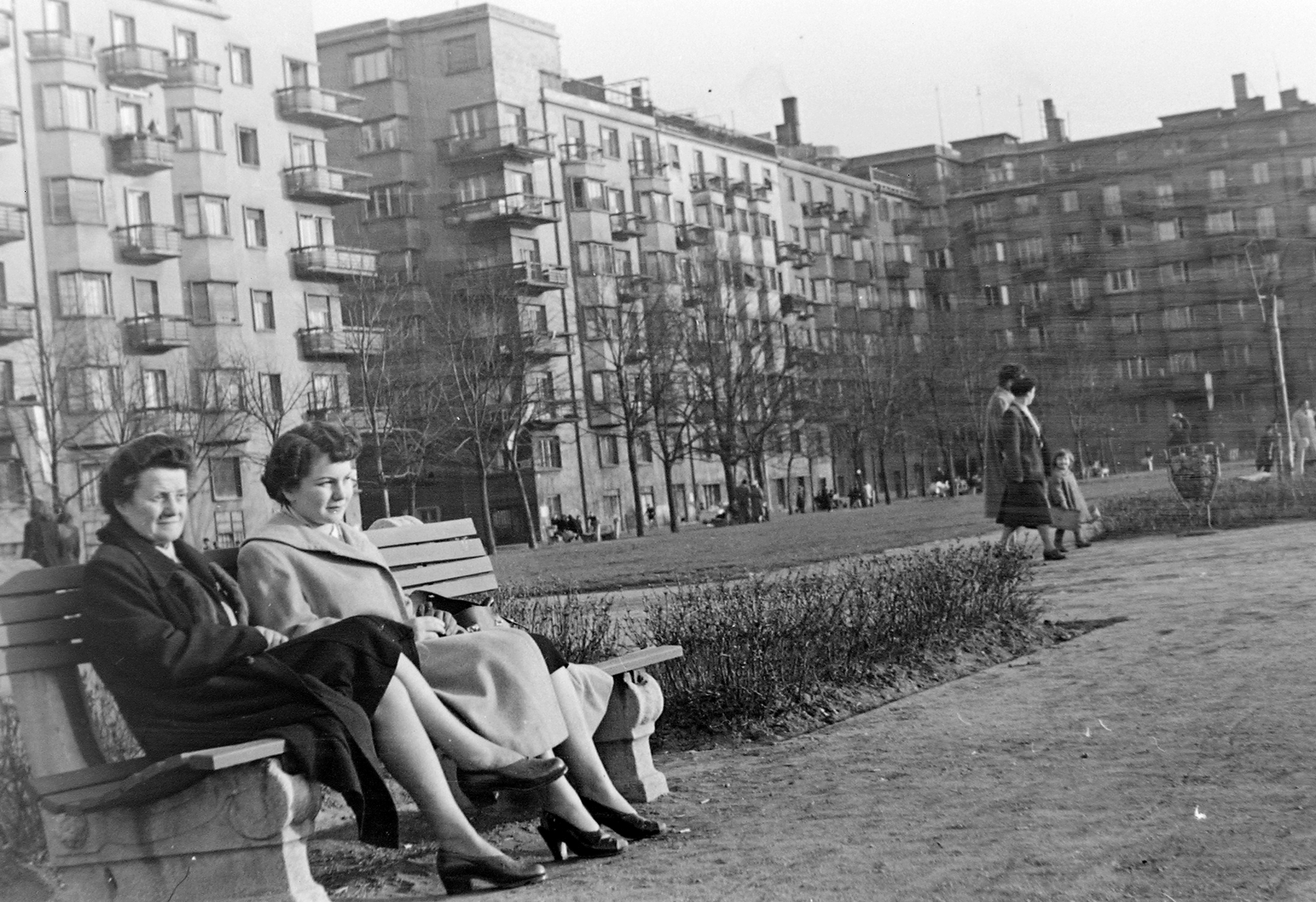 Magyarország, Budapest XIII., Szent István park., 1957, Szent-tamási Mihály, pad, Budapest, épület, növény, park, Fortepan #13785