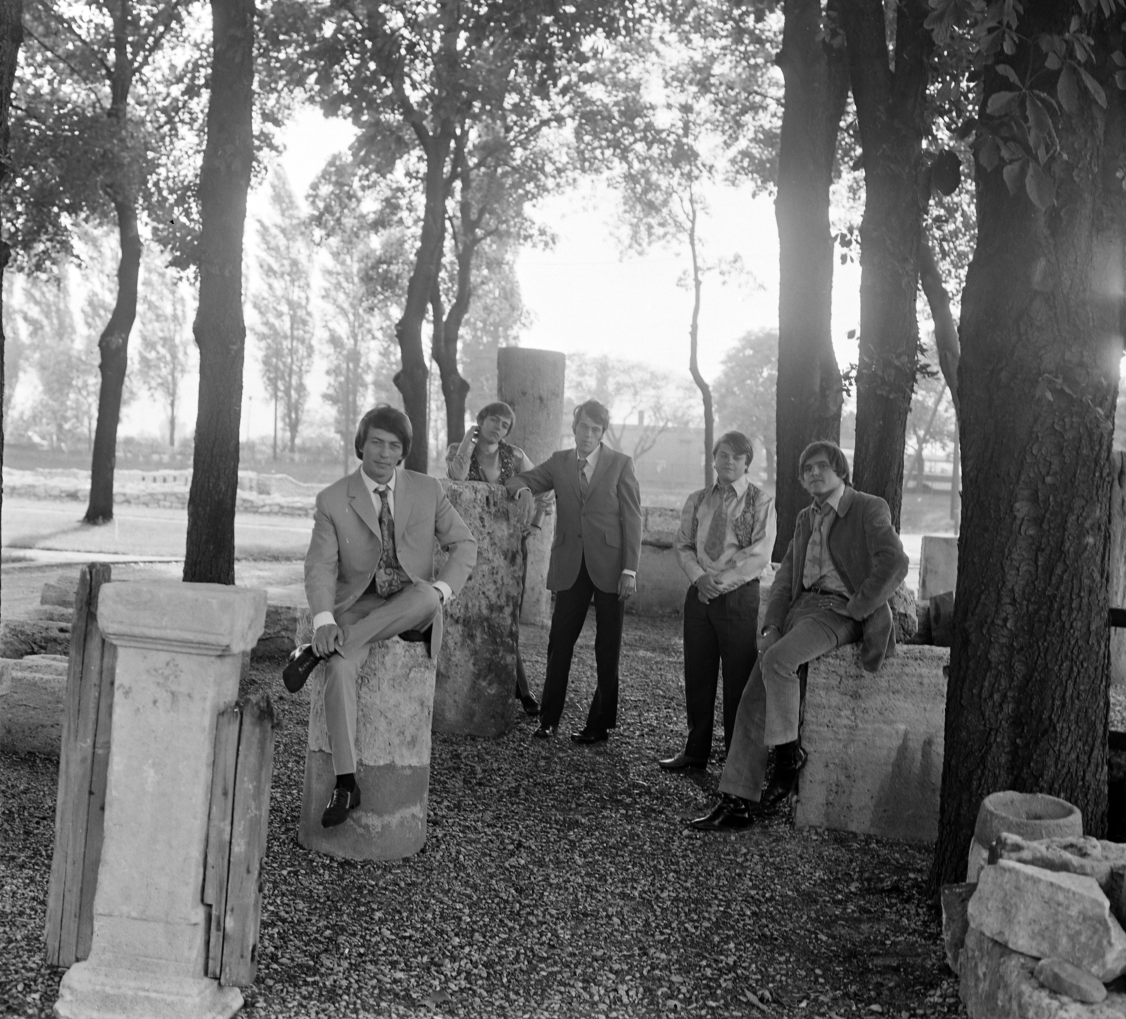 Hungary, Aquincum, Budapest III., polgárváros, romkert. A Metró együttes: Sztevanovity Zorán, Sztevanovity Dusán, Brunner Győző, Schöck Ottó, Frenreisz Károly., 1968, Szalay Zoltán, Budapest, Fortepan #137866