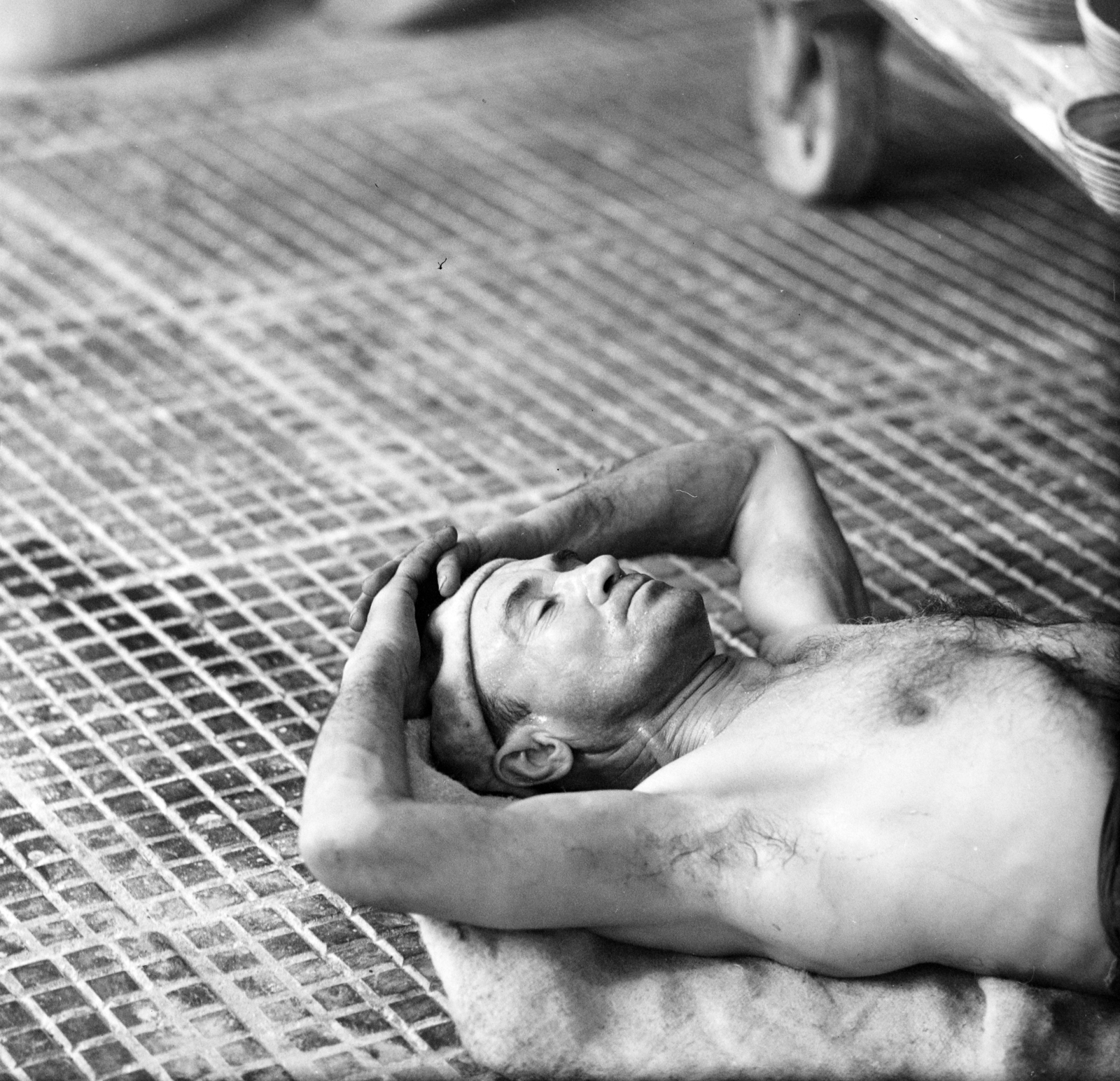 1968, Szalay Zoltán, worker, relaxation, half-naked, hairy chest, Fortepan #138398