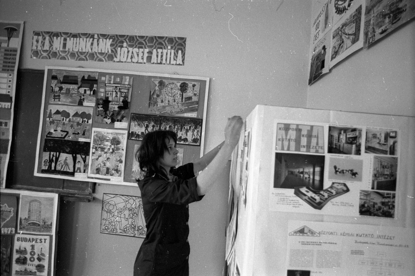 Hungary, Budapest, 1972, Szalay Zoltán, school, Budapest, picture in picture, Fortepan #139044