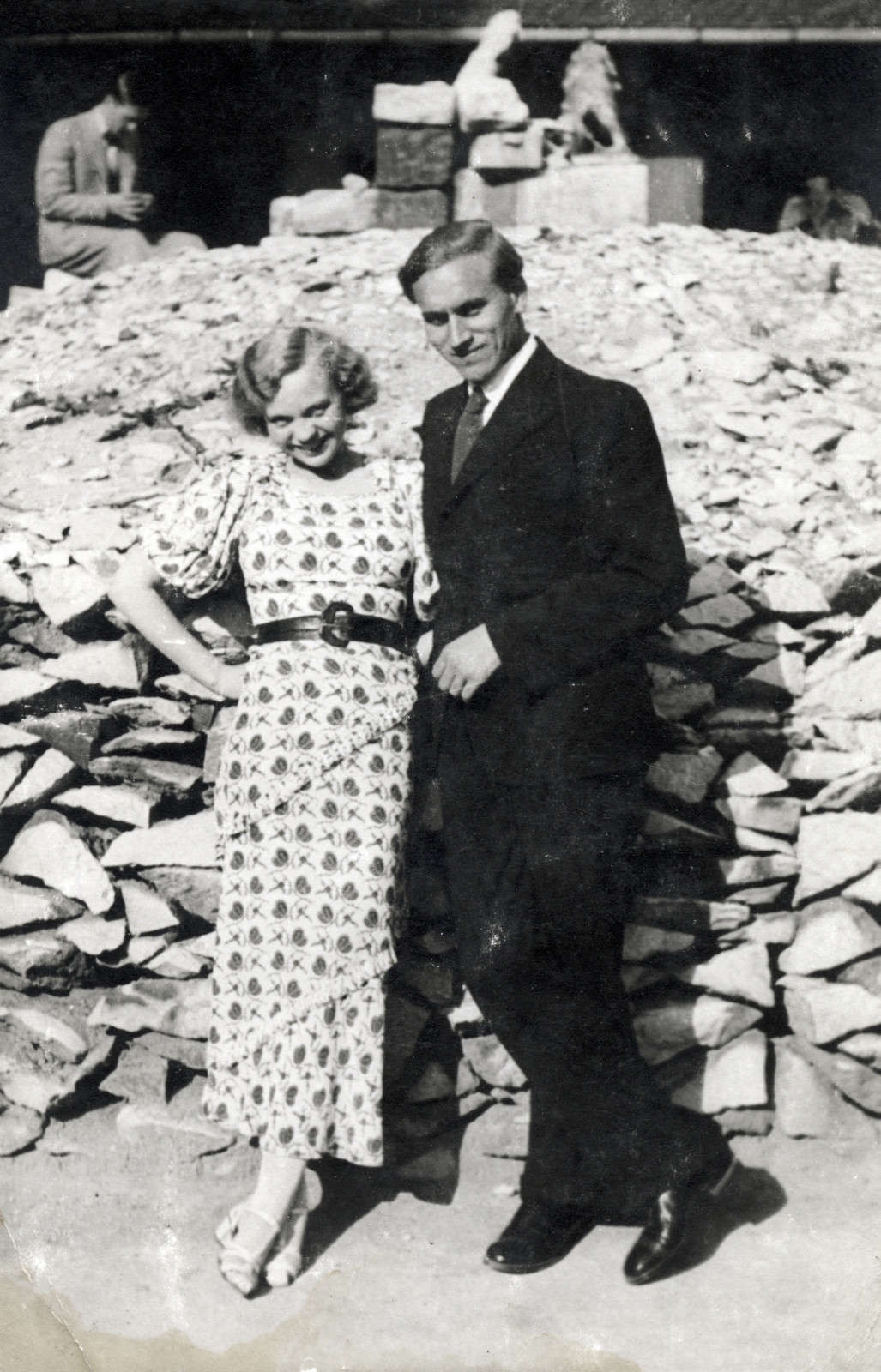 1938, Mussa Gymma Réka, man and woman, summer dresses, Fortepan #139285