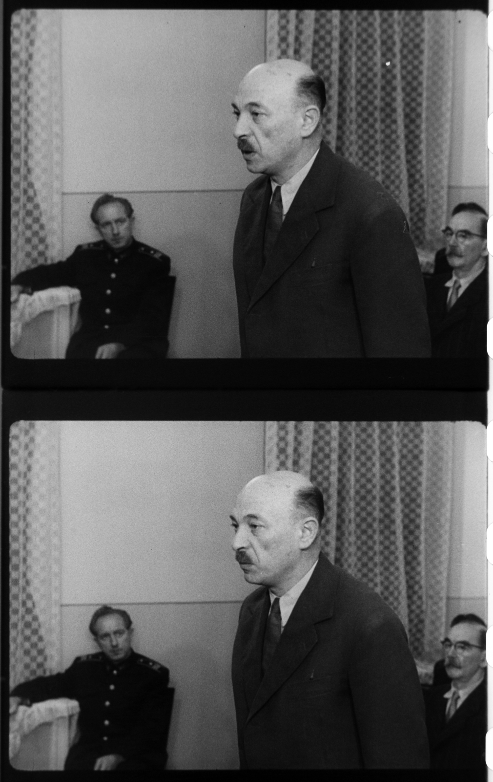 Hungary, Budapest II., Fő utca 70-78., tárgyalóterem a katonai bíróság épületében. Donáth Ferenc vádlott, a Nagy Imre és társai elleni perben. Filmkockák a tárgyaláson készült felvételből., 1958, Magyar Nemzeti Levéltár, revolution, Budapest, trial, retaliation, Fortepan #139307