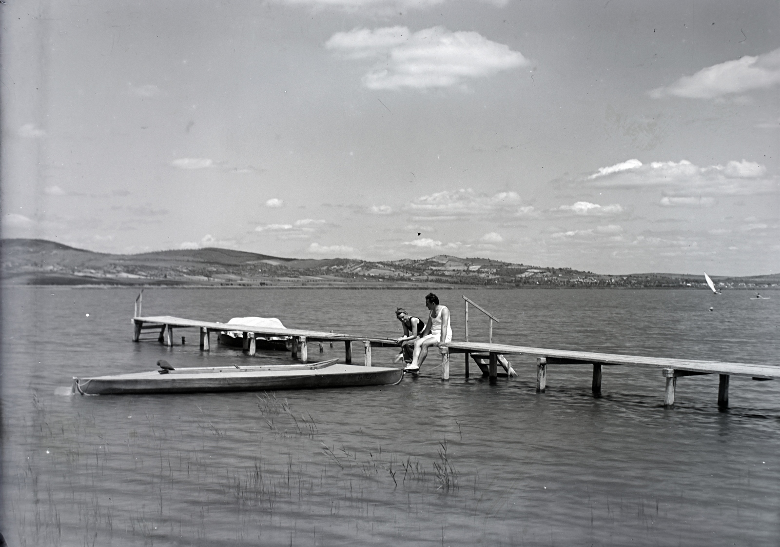Magyarország, Velencei-tó, Gárdony, strandfürdő., 1939, Szekrényesy Réka, kajak, Fortepan #139438