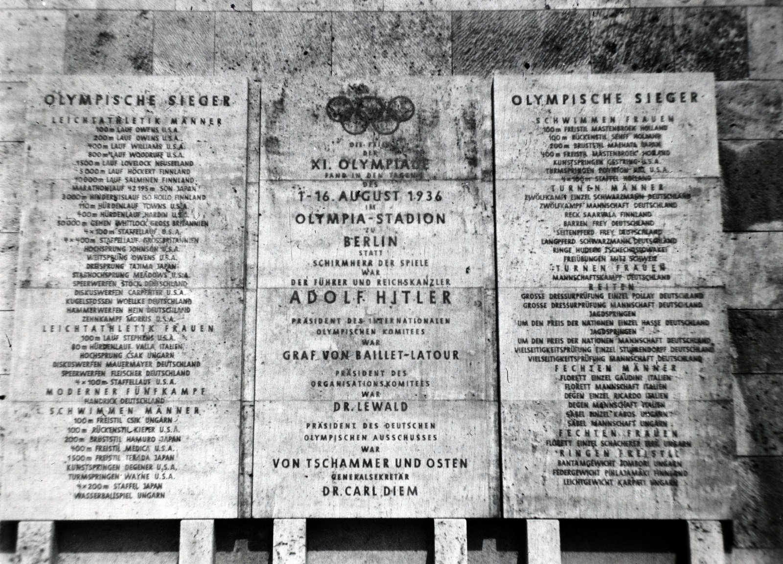 Németország, Berlin, Olimpiai stadion., 1939, Mezey Ferenc, Berlini Olimpia, olimpia, emléktábla, Fortepan #139684