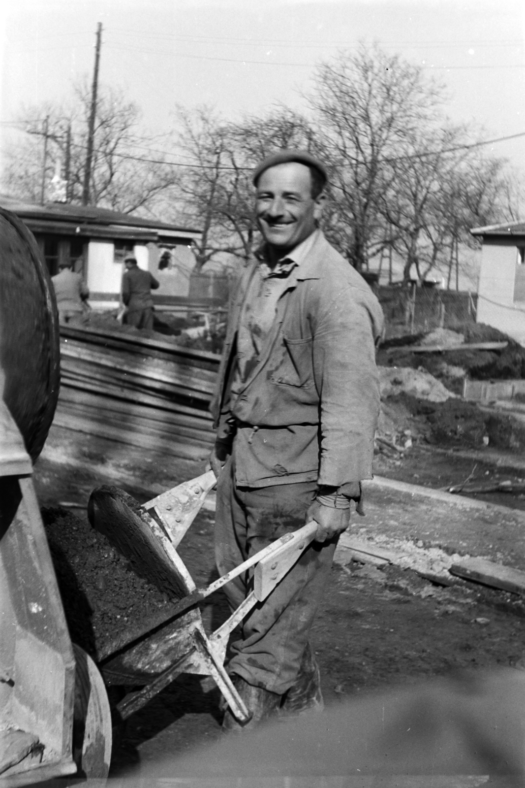 1964, Németh Tamás, construction, wheelbarrow, Fortepan #140070