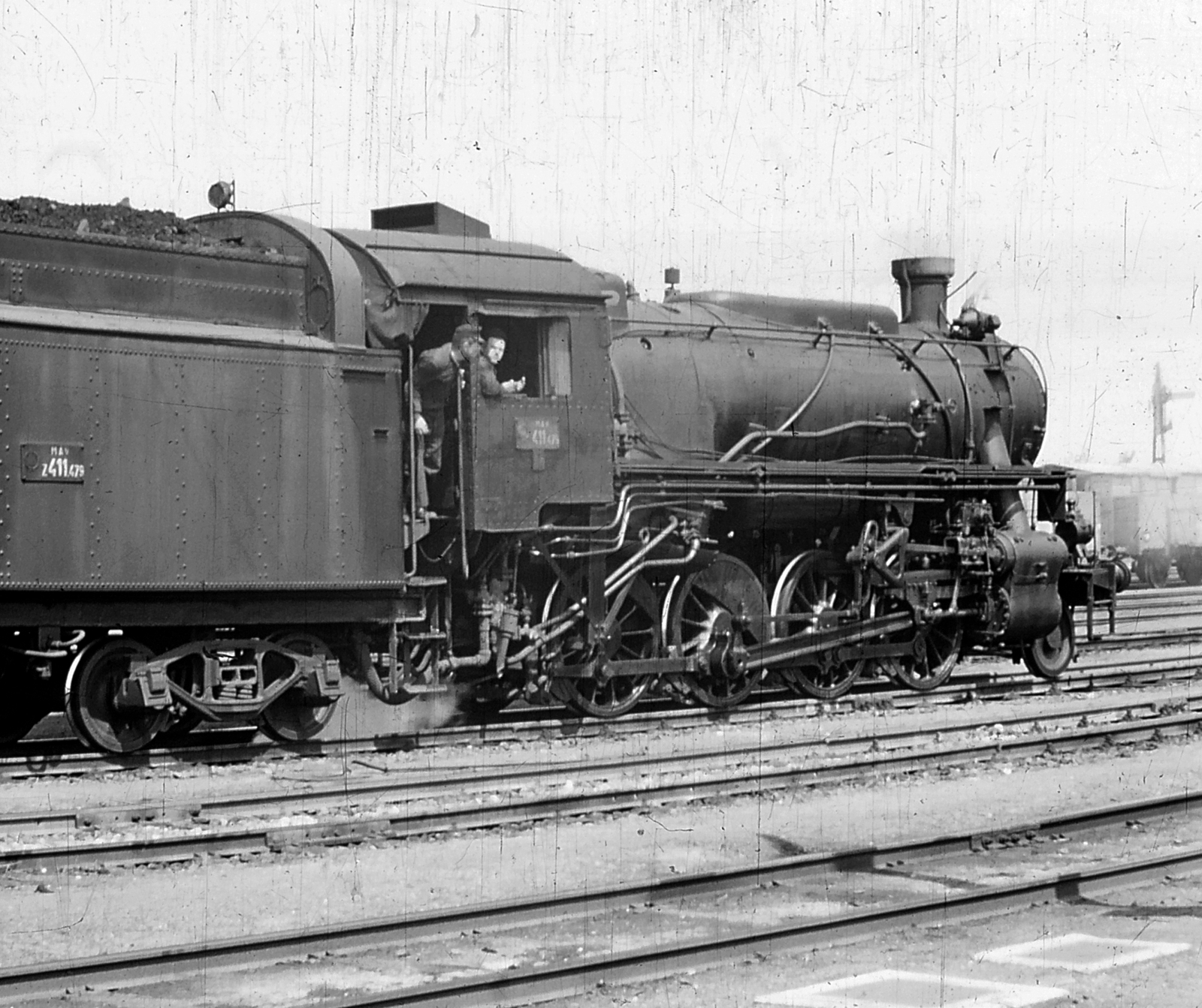 411-es gőzmozdony (Truman mozdony)., 1964, Erky-Nagy Tibor, gőzmozdony, MÁV, vasút, amerikai gyártmány, MÁV 411 sorozat, Fortepan #14014