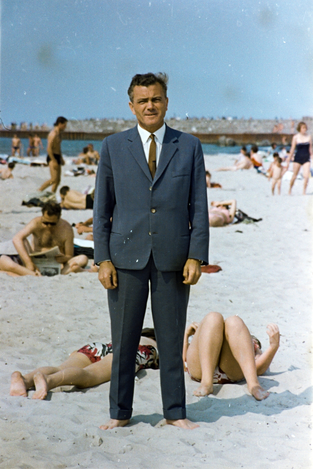 Németország, Warnemünde, Rostock, 1963, Németh Tamás, strand, színes, NDK, Fortepan #140308