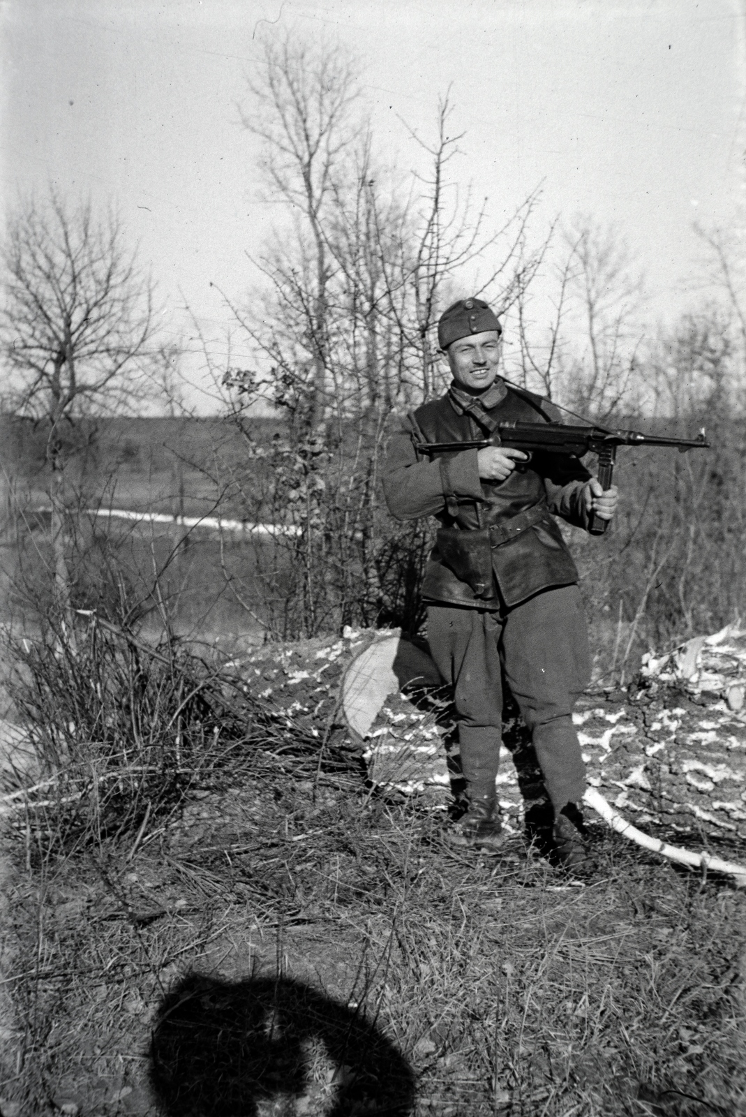 1942, Miklós Lajos, second World War, machine gun, Fortepan #140704