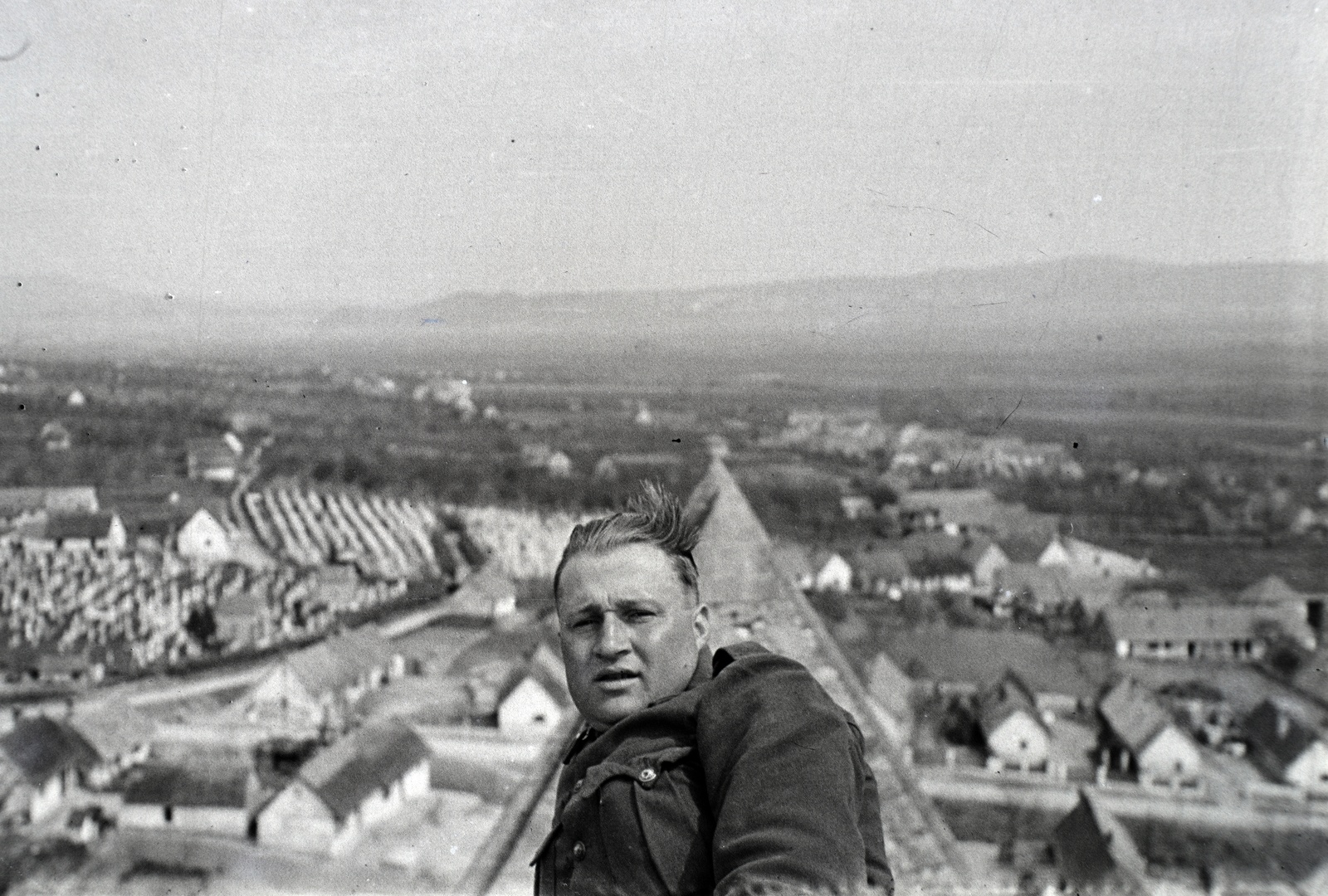 Hungary, Zsámbék, a felvétel a premontrei templom csonka tornyán készült., 1942, Miklós Lajos, Fortepan #140790