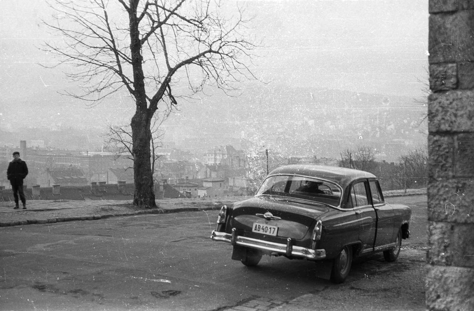 Hungary, Budapest I., Palota út a Fehérvári kapunál, Krisztinaváros., 1959, Szent-tamási Mihály, Soviet brand, GAZ-brand, automobile, M21 Wolga, number plate, Budapest, Fortepan #14094