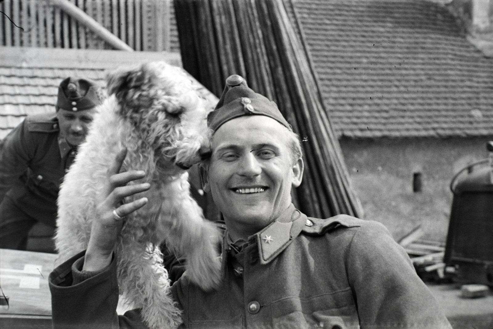 1942, Miklós Lajos, kutya, második világháború, magyar katona, Fortepan #141067