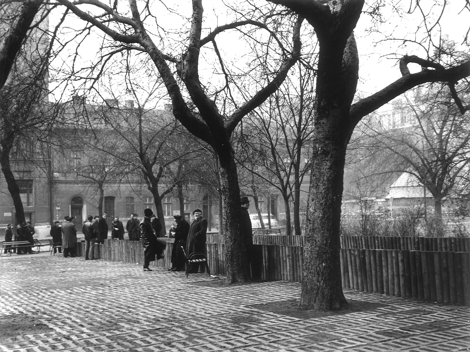 Hungary, Budapest VIII., II. János Pál pápa (Köztársaság) tér, a háttérben jobbra a Szilágyi utcánál az Általános Iskola (később Deák Diák Általános Iskola)., 1972, Hlatky Katalin-Főkert, Budapest, Fortepan #141336