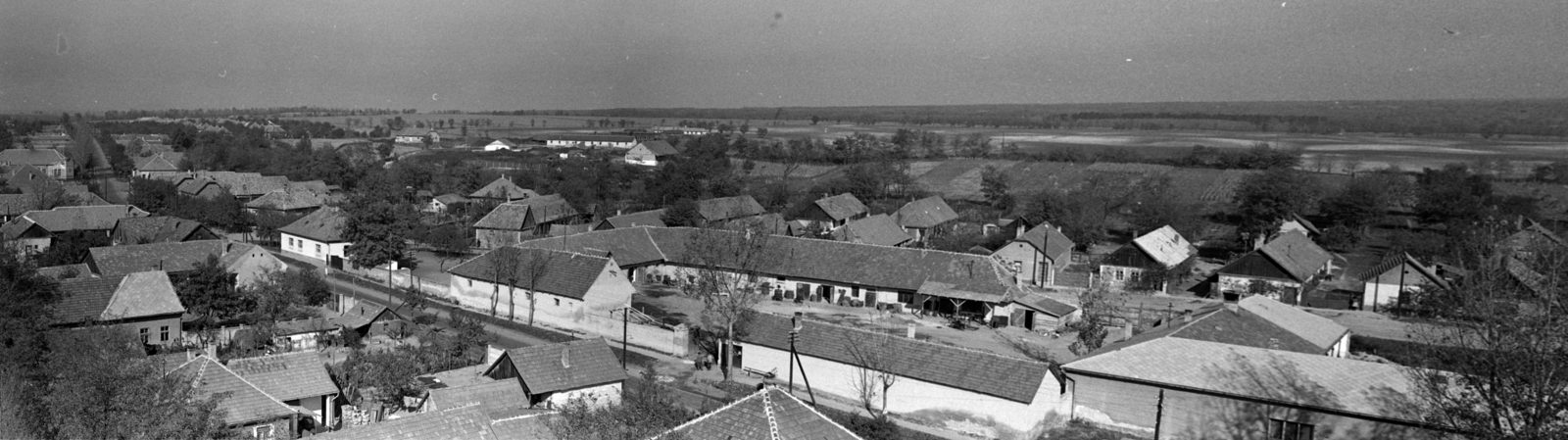 Hungary, Péteri, kilátás az evangélikus templom tornyából., 1968, Péterffy István, picture, panoramic photography, Fortepan #141717