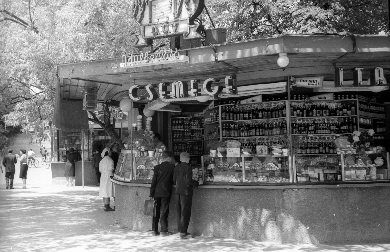 Hungary, Balatonfüred, gomba a kikötőnél., 1953, Szent-tamási Mihály, shop, Csemege enterprise, Fortepan #14202