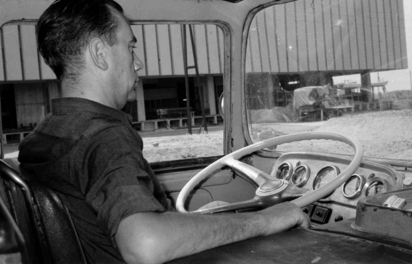1967, Péterffy István, chauffeur, steering wheel, vehicle interior, Fortepan #142041