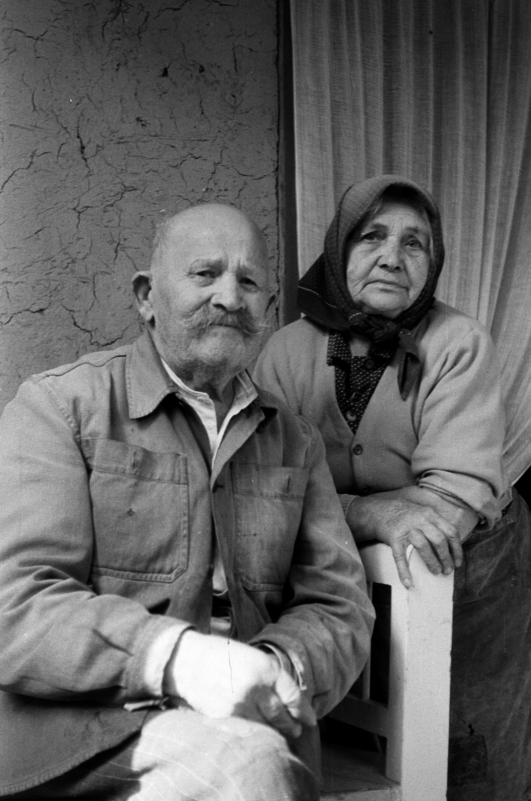 1968, Péterffy István, moustache, double portrait, headscarf, Fortepan #142071