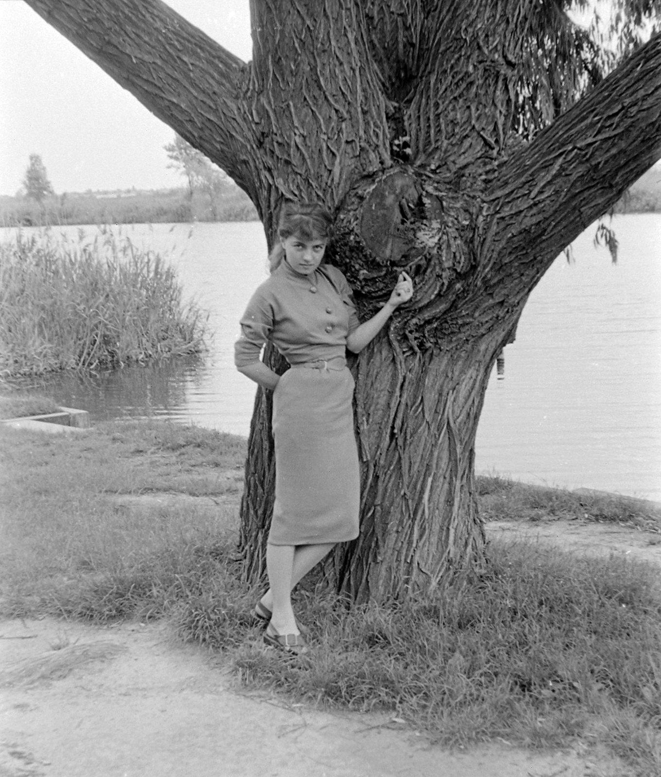 Hungary, 1956, Szent-tamási Mihály, portrait, shore, lady, Fortepan #14209