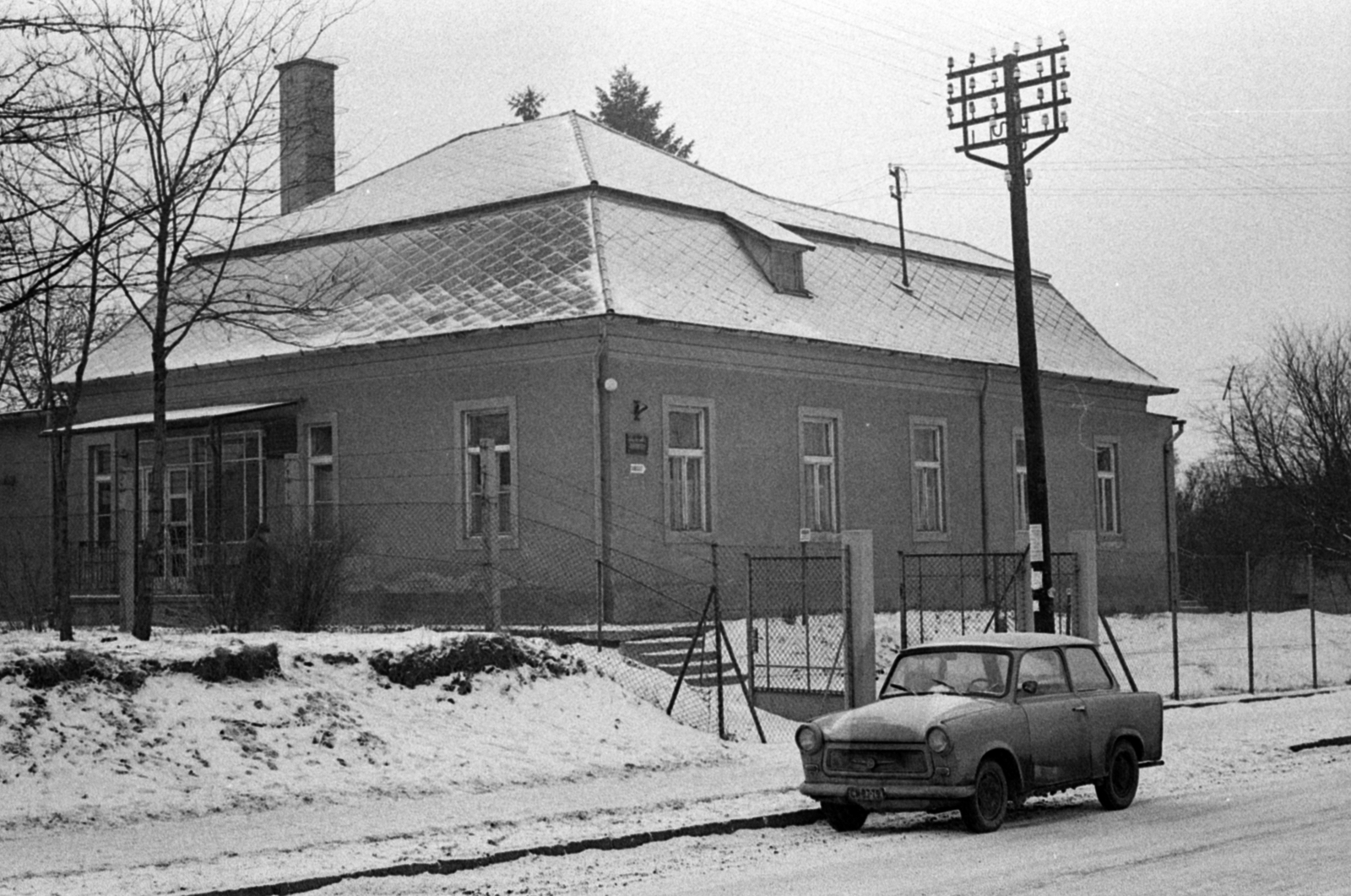 1971, Péterffy István, winter, Trabant-brand, pylon, Fortepan #142146