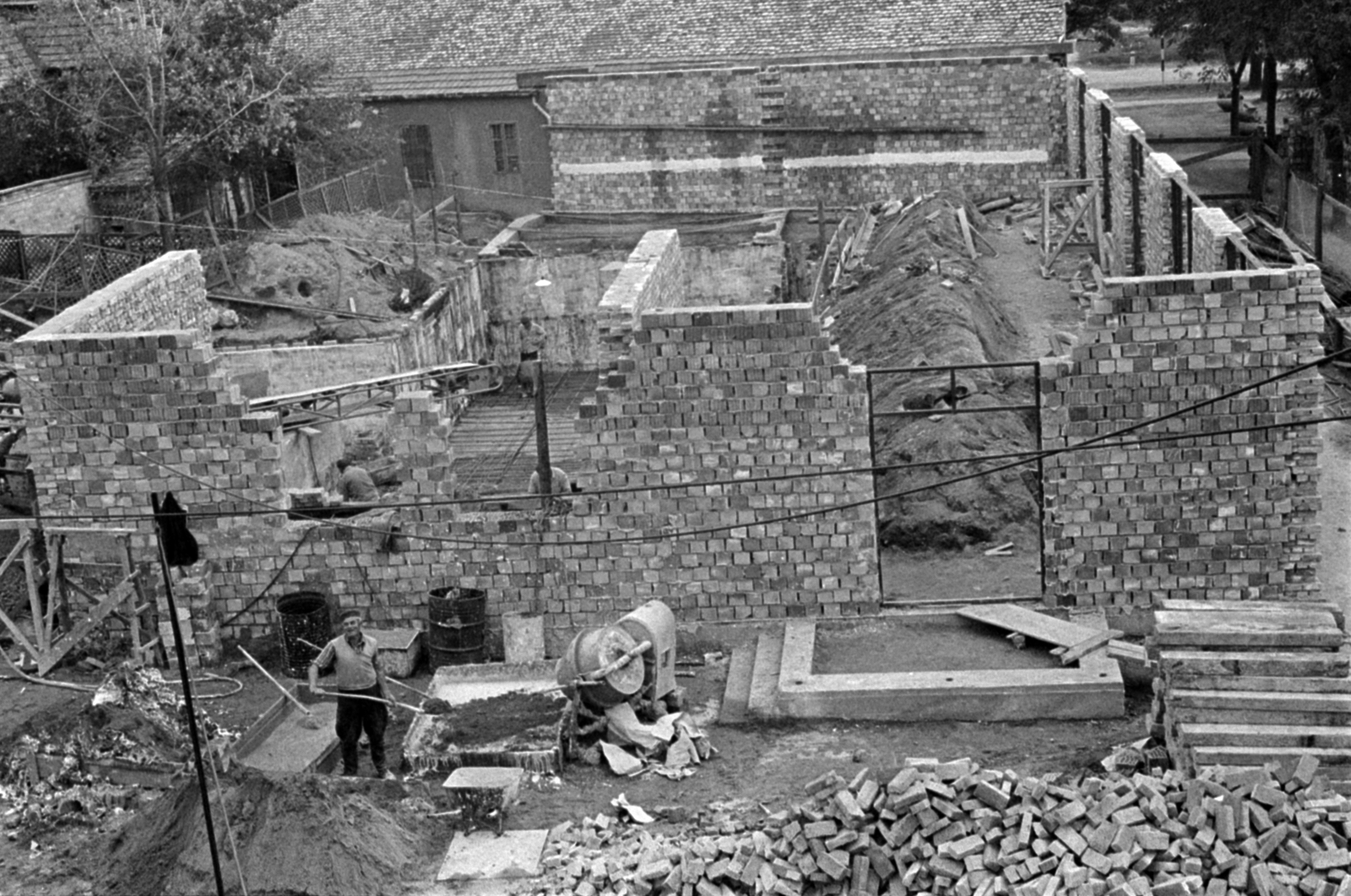 1971, Péterffy István, construction, brick, Fortepan #142173