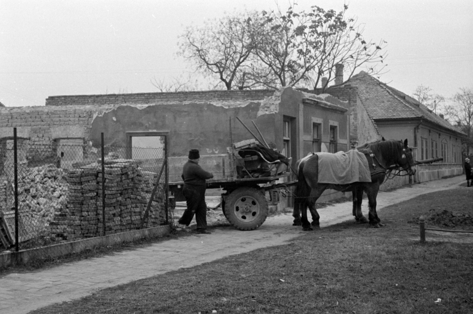 1970, Péterffy István, Horse-drawn carriage, brick, Fortepan #142283