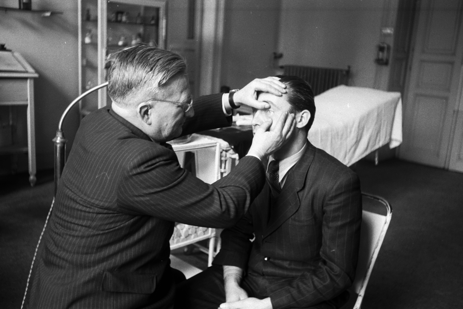 1939, Chuckyeager tumblr, doctor, chair, doctor's office, physical examination, eye specialist, examining table, Fortepan #142670