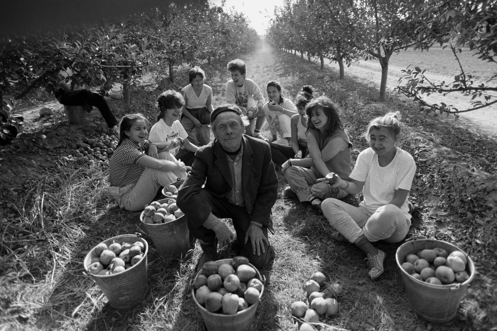 1985, Chuckyeager tumblr, smile, fun, bucket, fruit picking, Fortepan #142833
