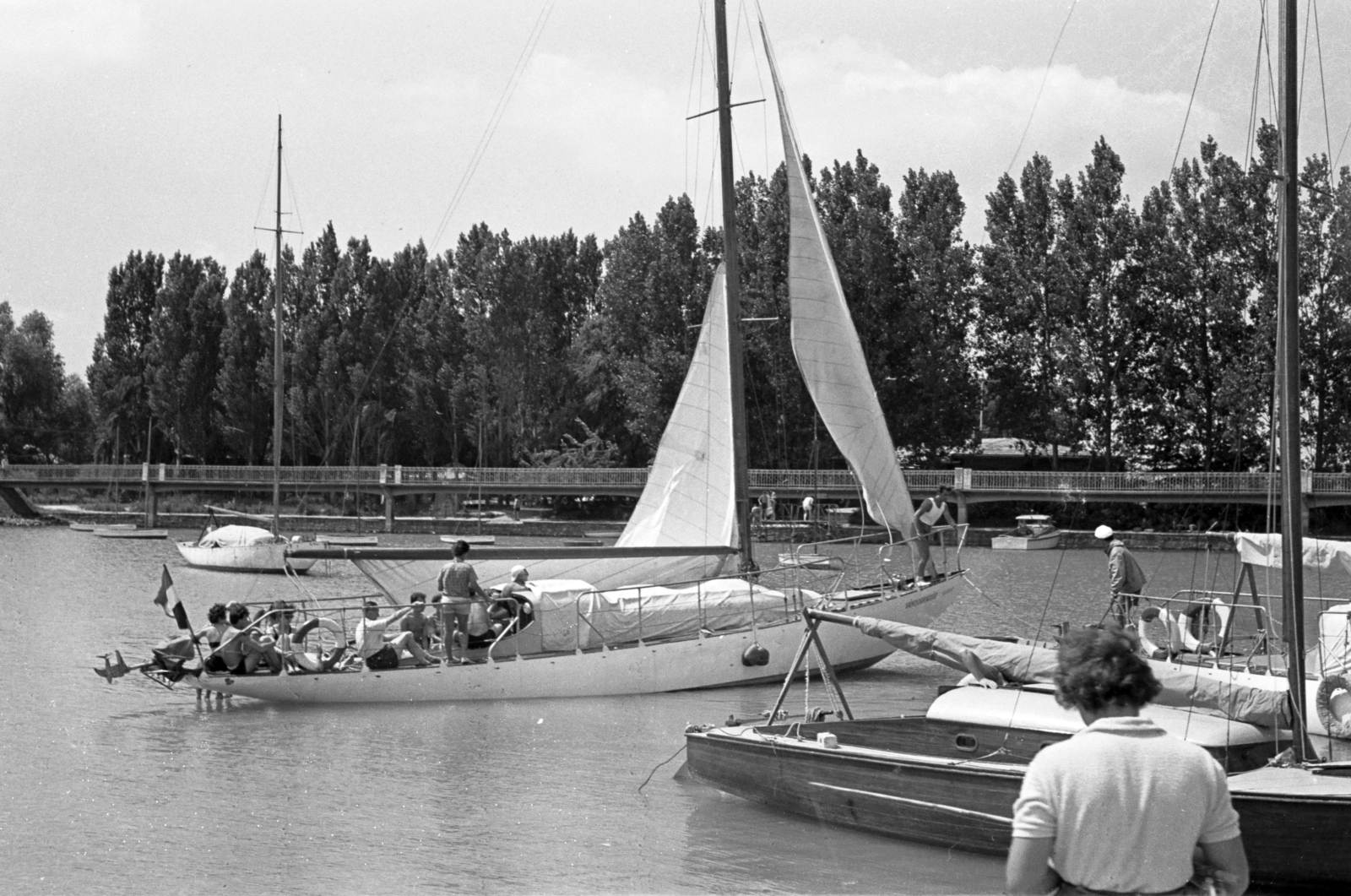 Hungary, Balatonföldvár, kikötő., 1961, Chuckyeager tumblr, sailboat, Fortepan #142988