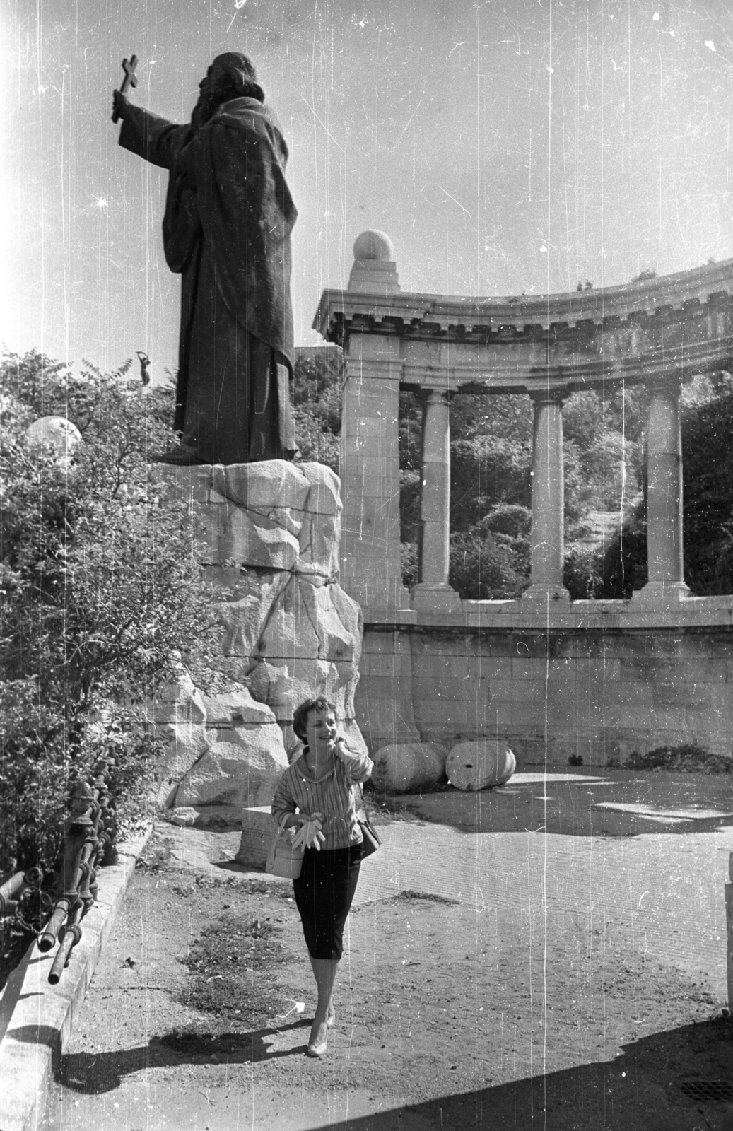 Hungary, Budapest I., Szent Gellért szobor (Jankovits Gyula, 1904.)., 1958, Szent-tamási Mihály, sculpture, Budapest, Saint Gerard-portrayal, Fortepan #14343